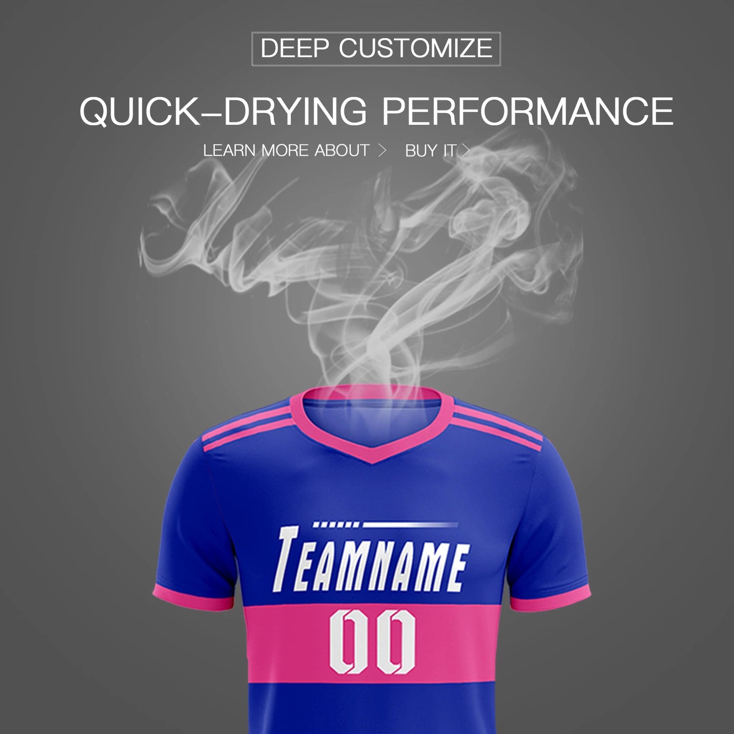 Custom Royal Blue-Pink Breathable Soccer Sets Jersey