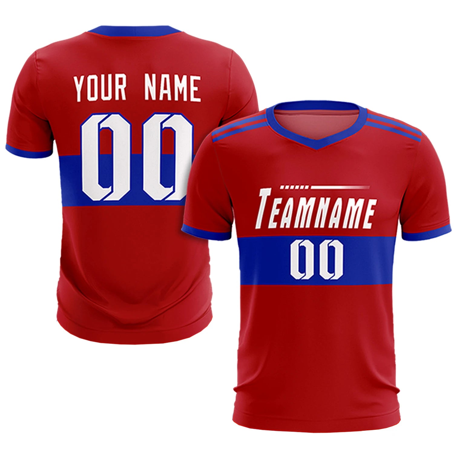 Custom Red-Royal Blue Breathable Soccer Sets Jersey