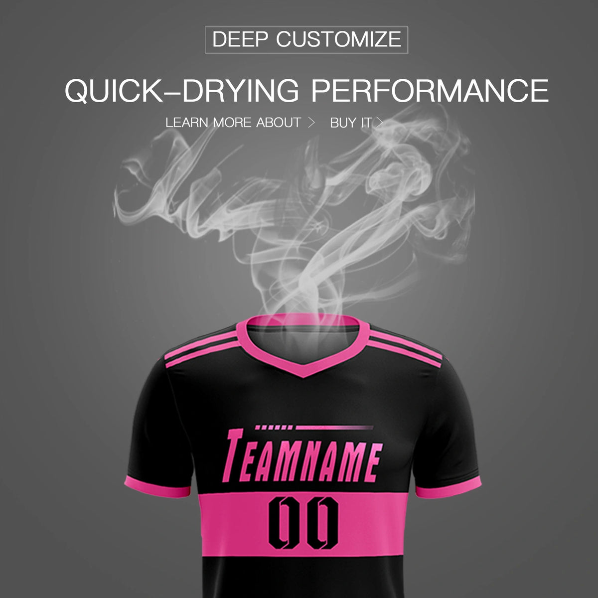 Custom Black Pink Breathable Soccer Sets Jersey