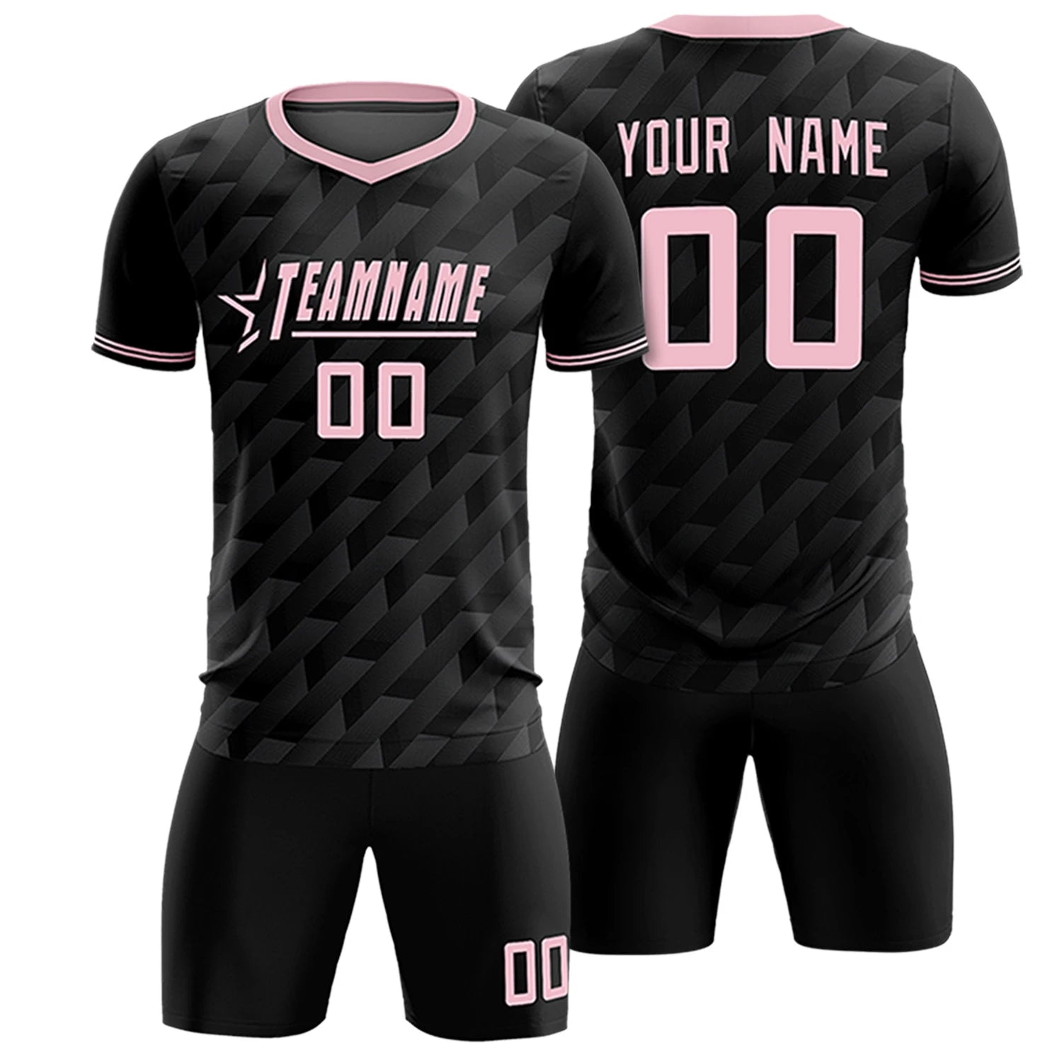 Custom Black Light Pink Training Uniform Soccer Sets Jersey