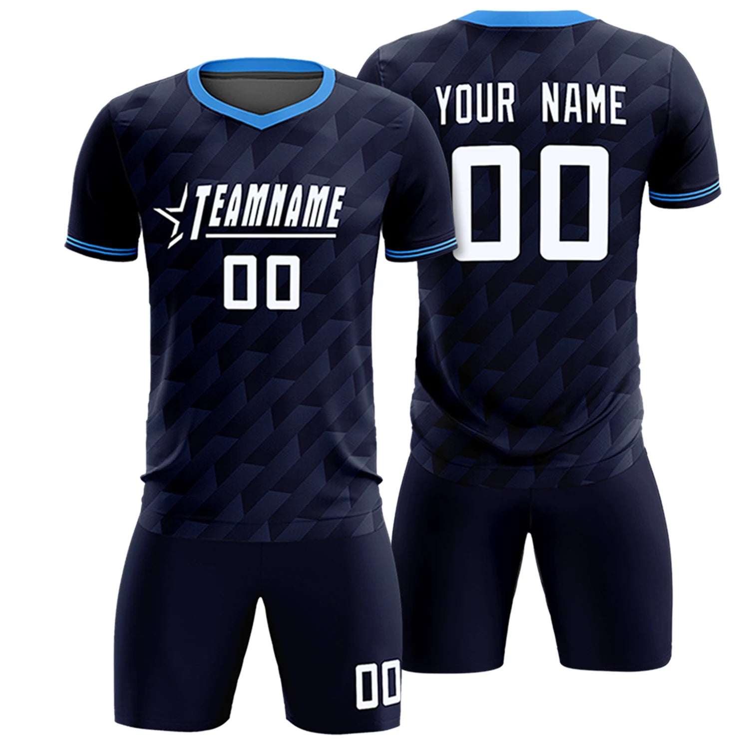 Custom Navy Powder Blue Training Uniform Soccer Sets Jersey