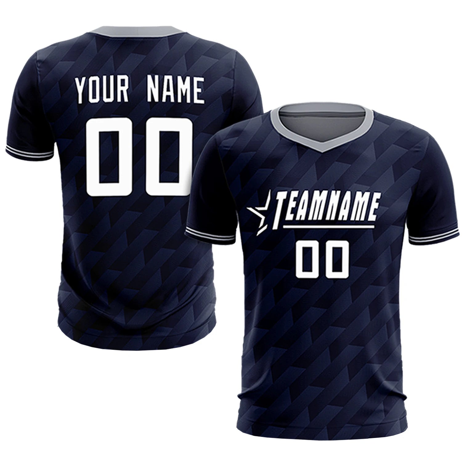 Custom Navy Gray Training Uniform Soccer Sets Jersey