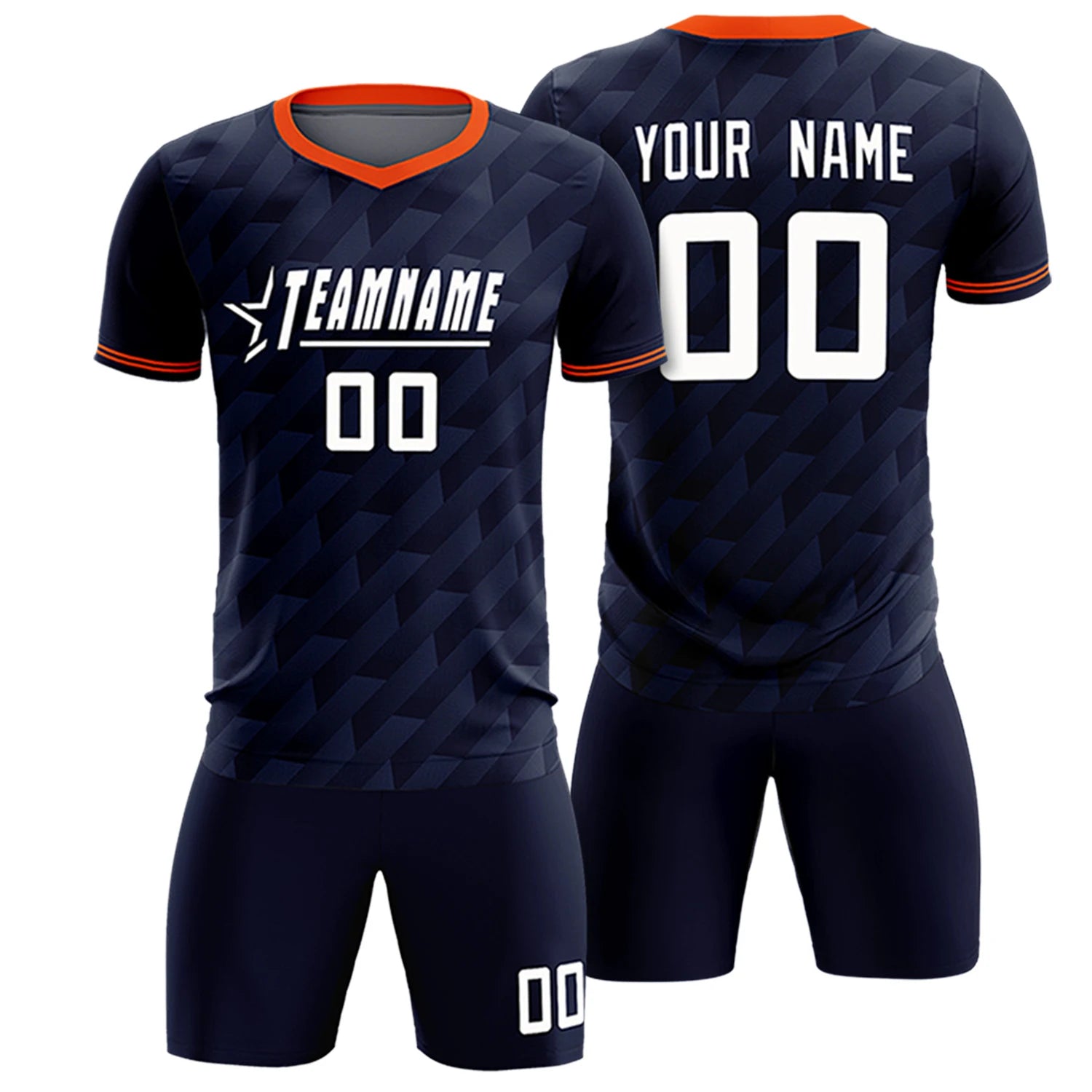 Custom Navy Orange Training Uniform Soccer Sets Jersey