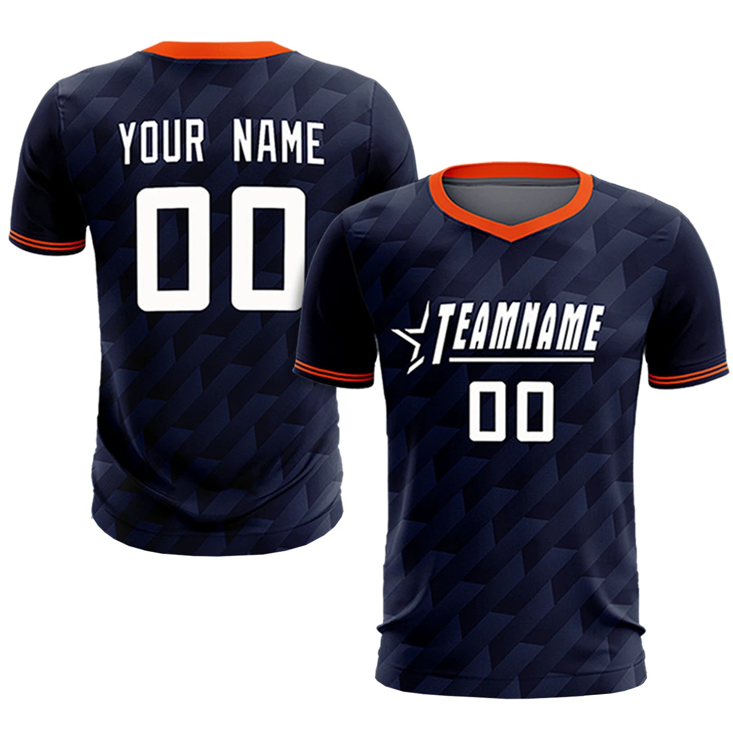 Custom Navy Orange Training Uniform Soccer Sets Jersey