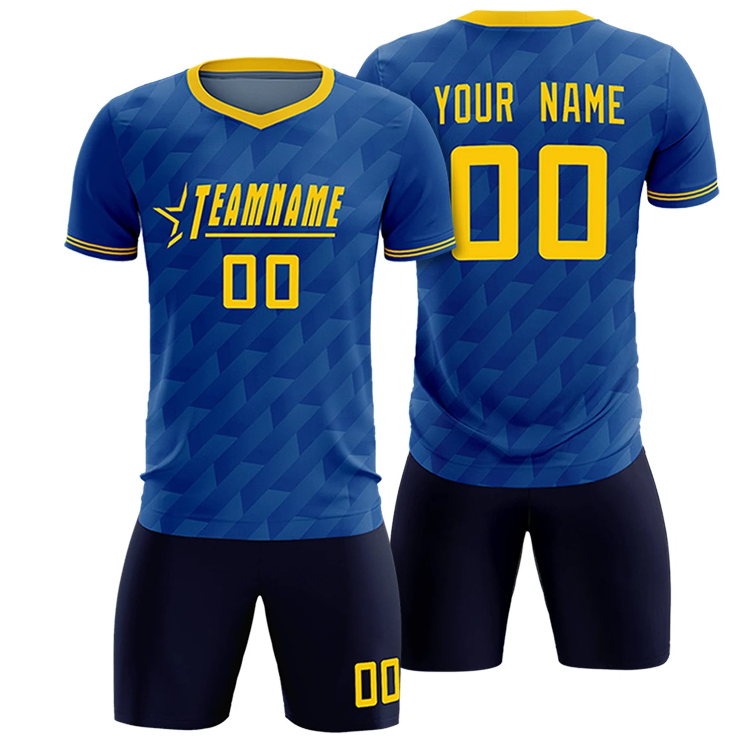 Custom Royal Blue Gold01 Training Uniform Soccer Sets Jersey