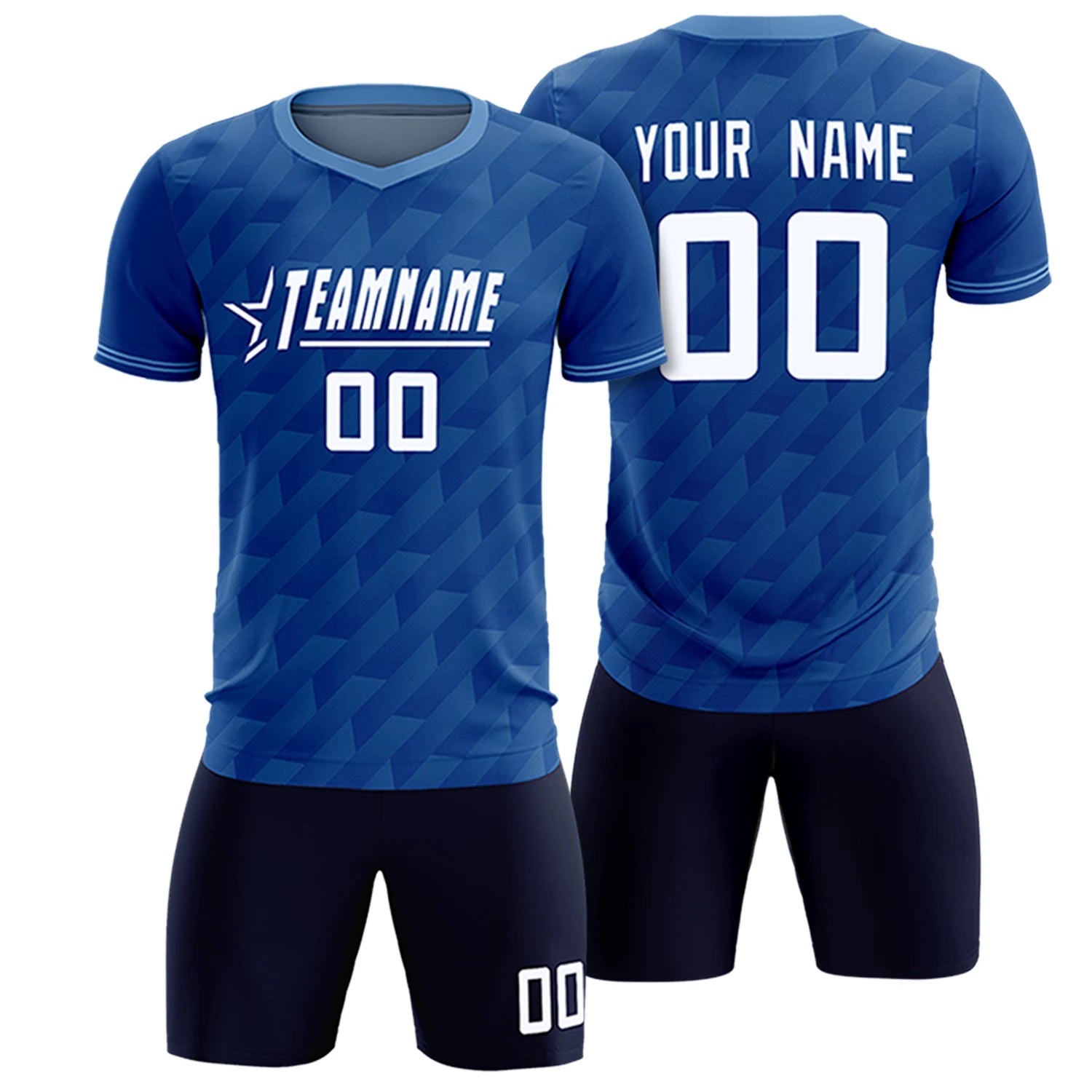 Custom Royal Blue Light Blue Training Uniform Soccer Sets Jersey