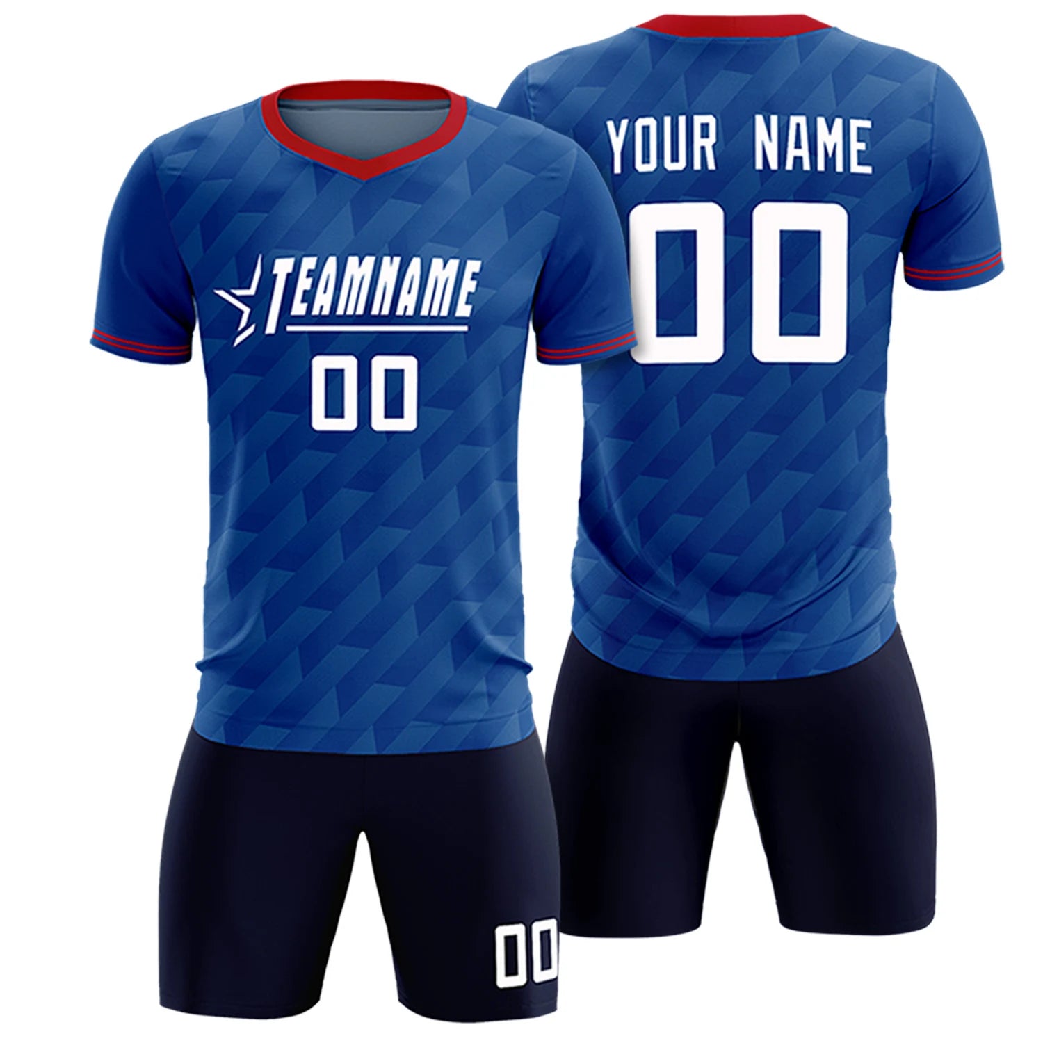 Custom Royal Blue Red Training Uniform Soccer Sets Jersey