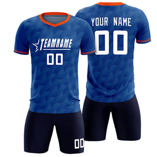 Uniforme de entrenamiento de fútbol azul real y naranja personalizado - Estilo 1