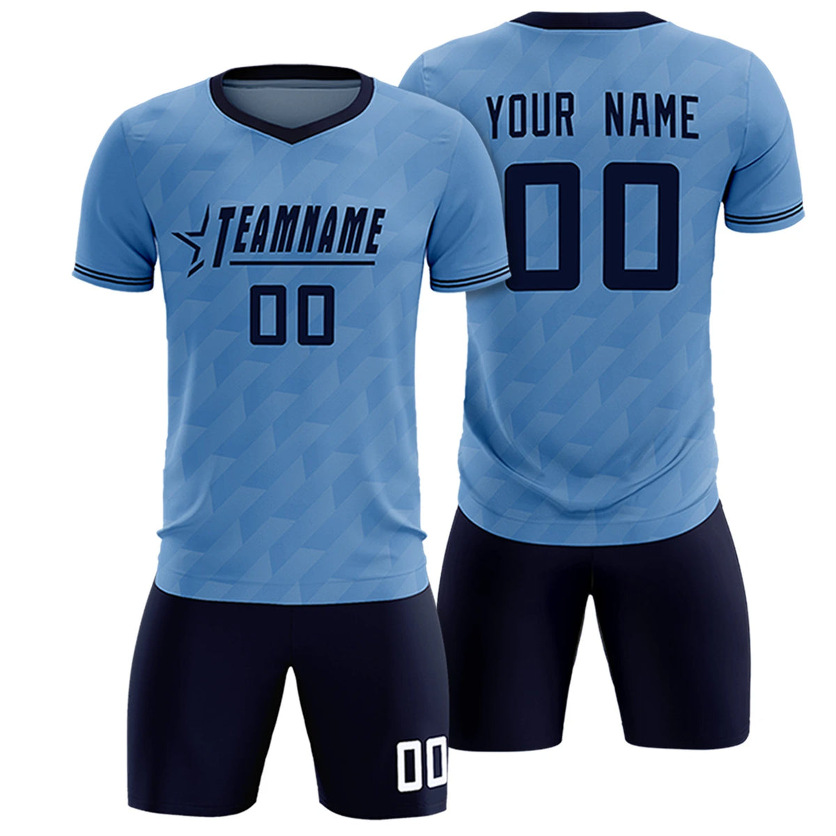 Custom Light Blue Navy Training Uniform Soccer Sets Jersey