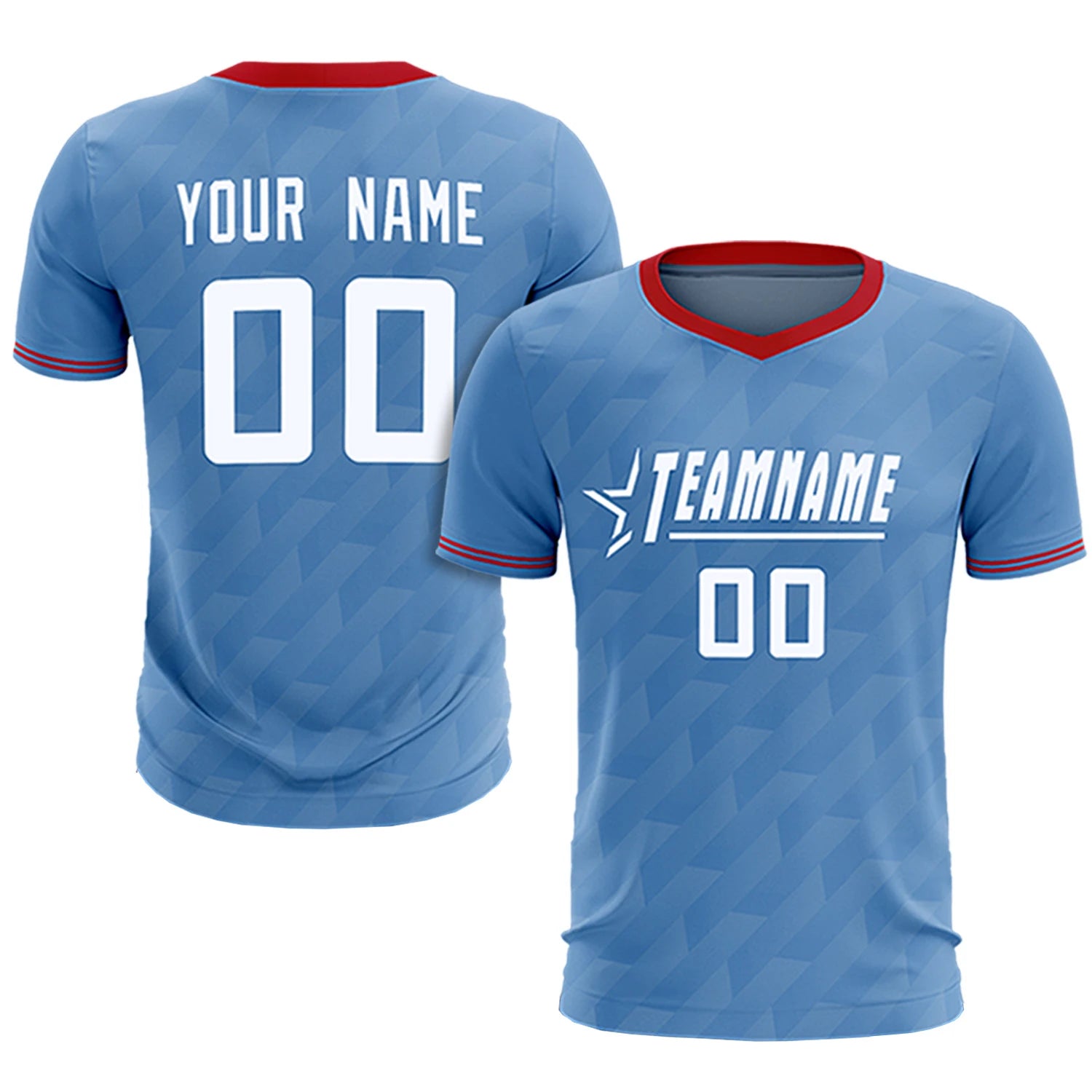 Custom Light Blue Red Training Uniform Soccer Sets Jersey