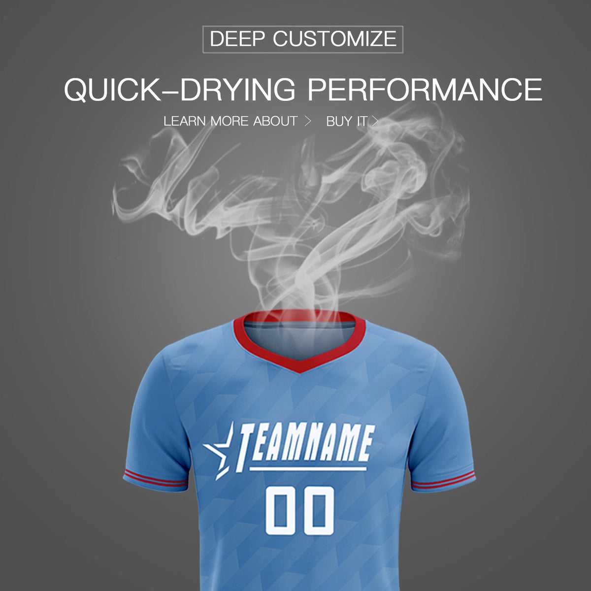 Custom Light Blue Red Training Uniform Soccer Sets Jersey