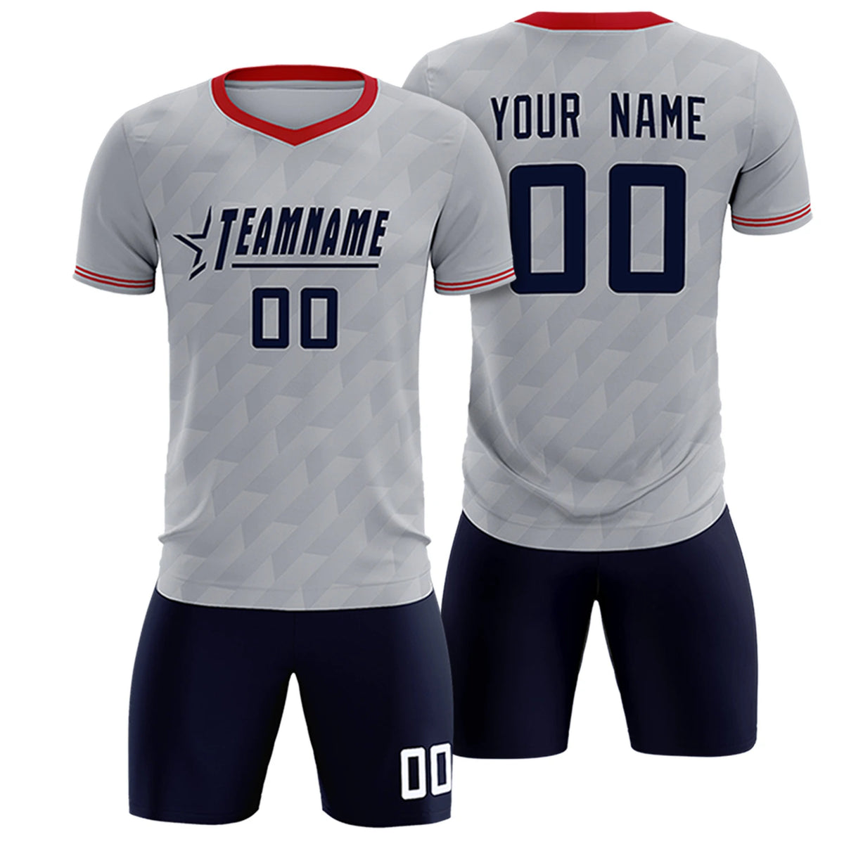 Custom Gray Red Training Uniform Soccer Sets Jersey