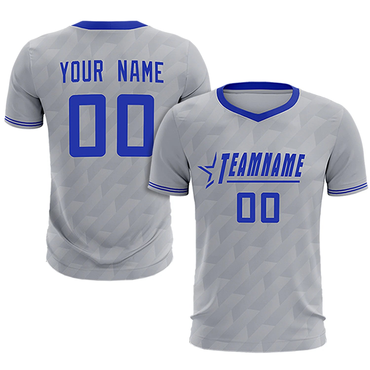 Custom Gray Royal Blue Training Uniform Soccer Sets Jersey