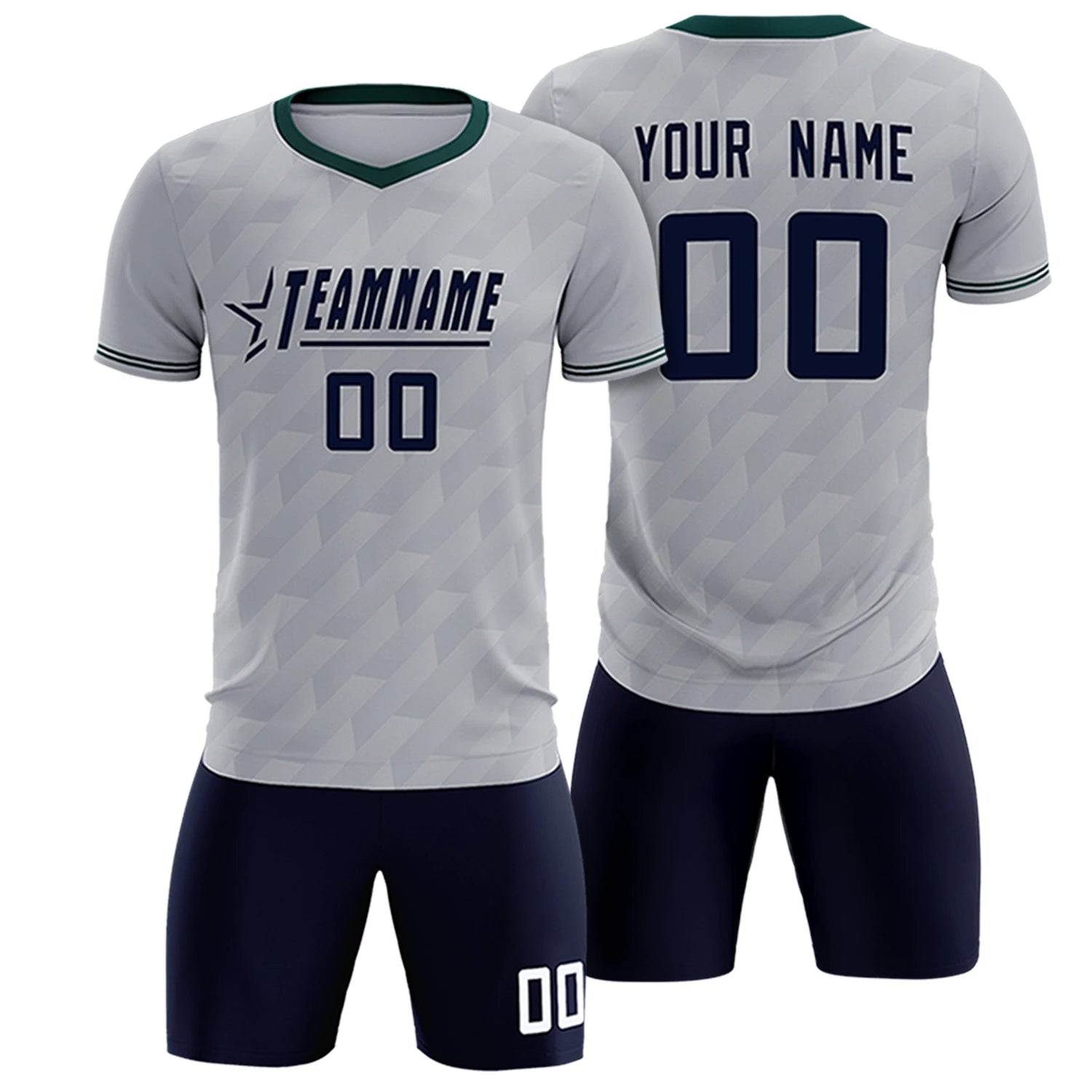 Custom Gray Midnight Green Training Uniform Soccer Sets Jersey