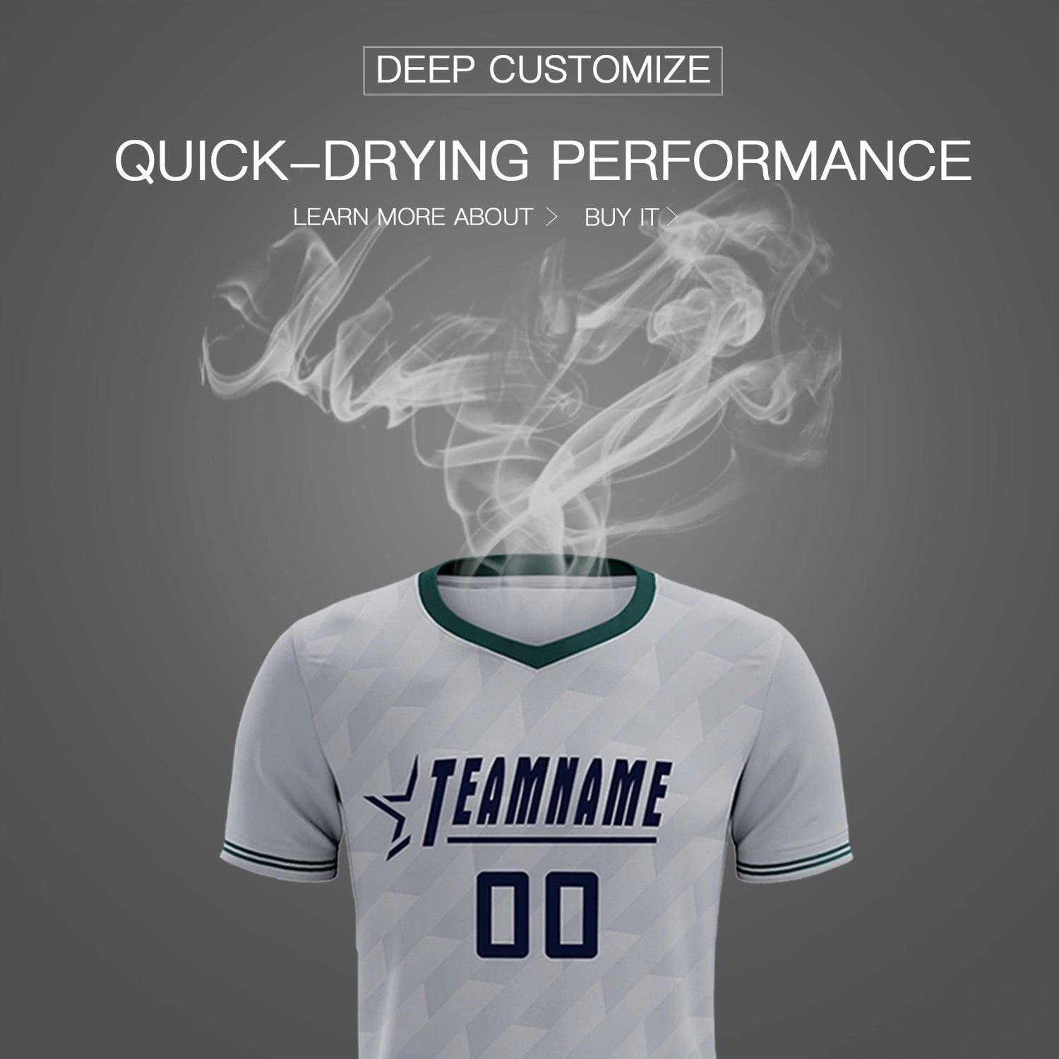 Custom Gray Midnight Green Training Uniform Soccer Sets Jersey