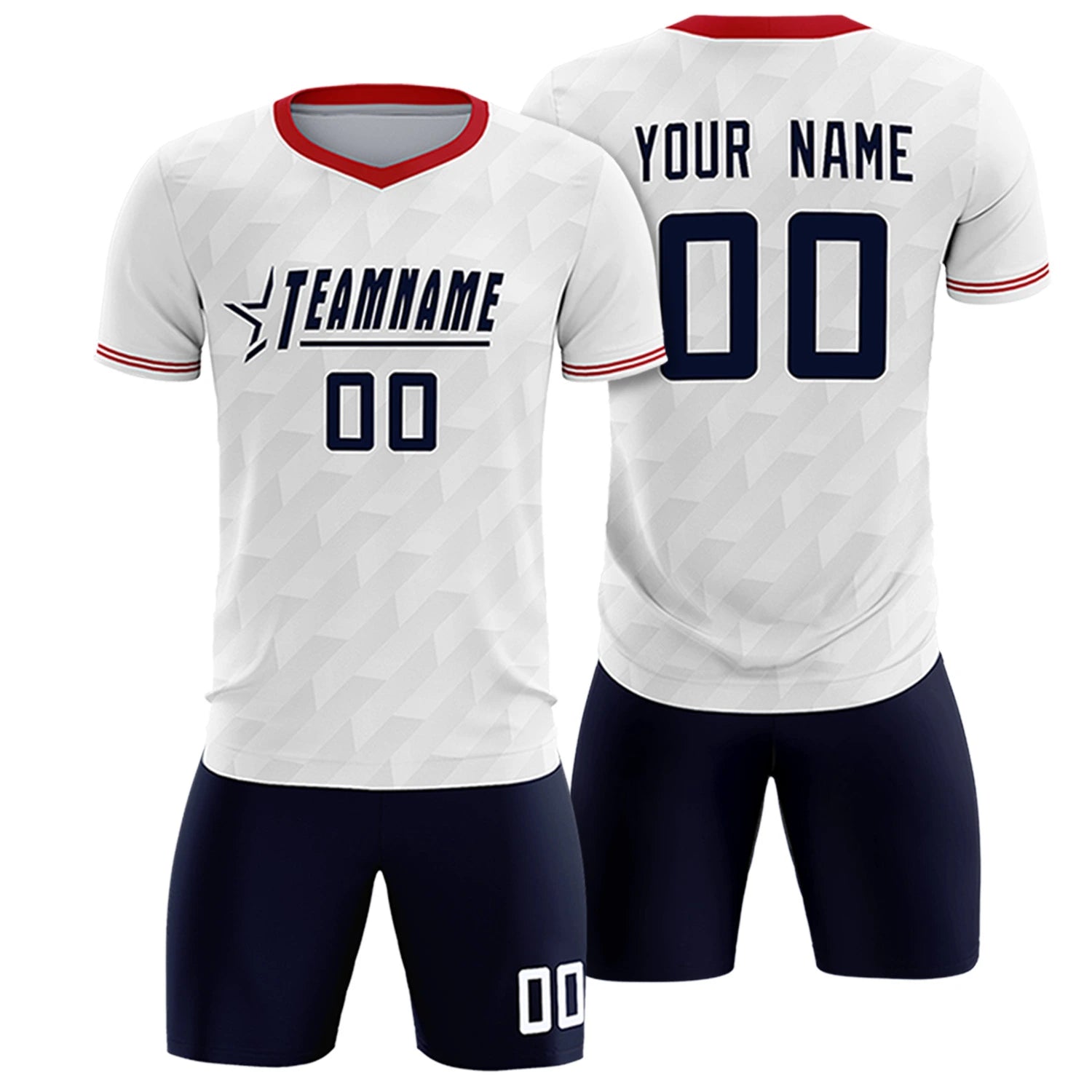 Custom White Red Training Uniform Soccer Sets Jersey