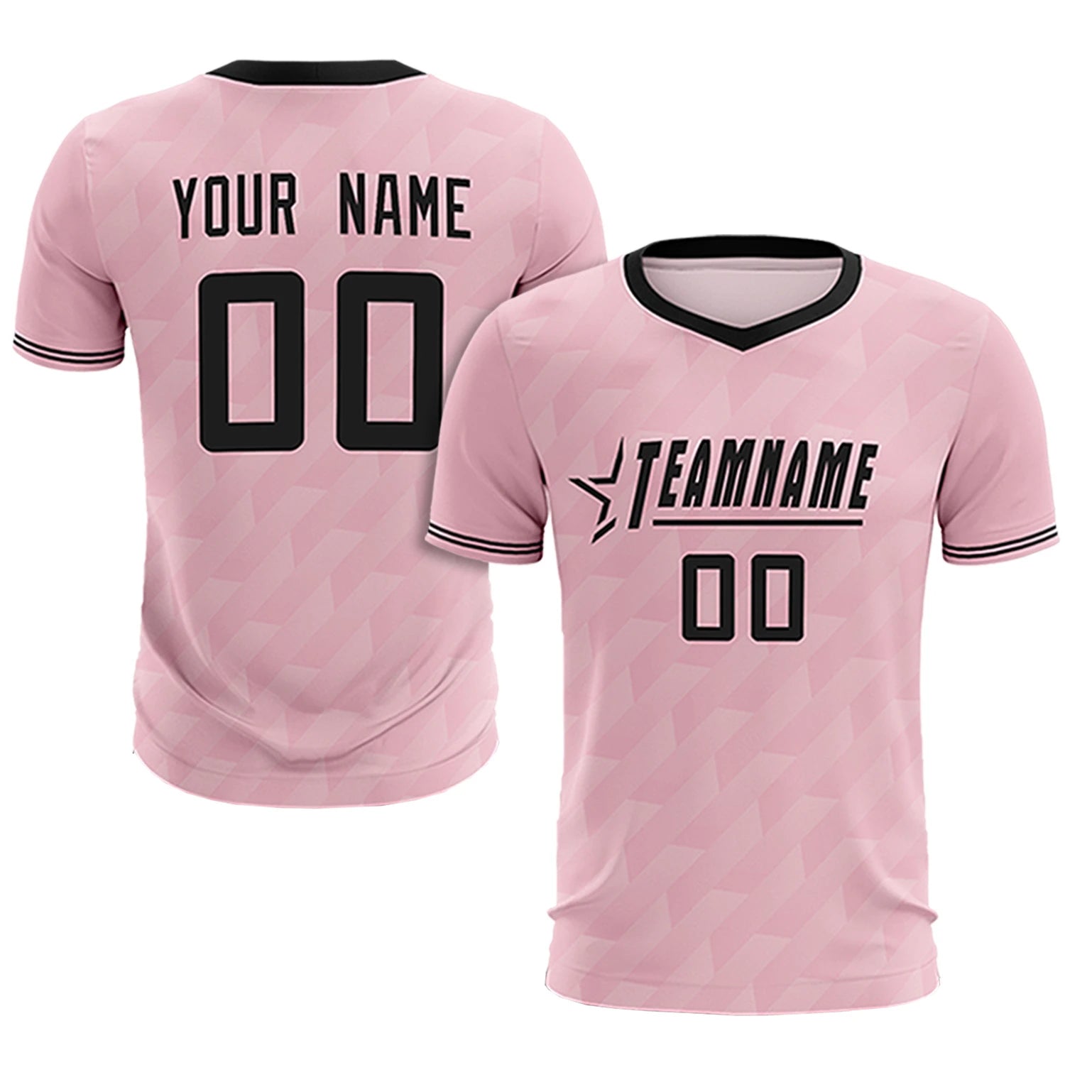 Custom Light Pink Black Training Uniform Soccer Sets Jersey