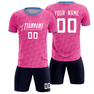 Uniforme de entrenamiento de fútbol personalizado rosa y azul claro. - Estilo 1