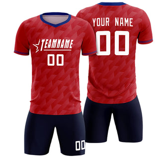 Uniforme de entrenamiento de fútbol personalizado rojo y azul real - Estilo 1