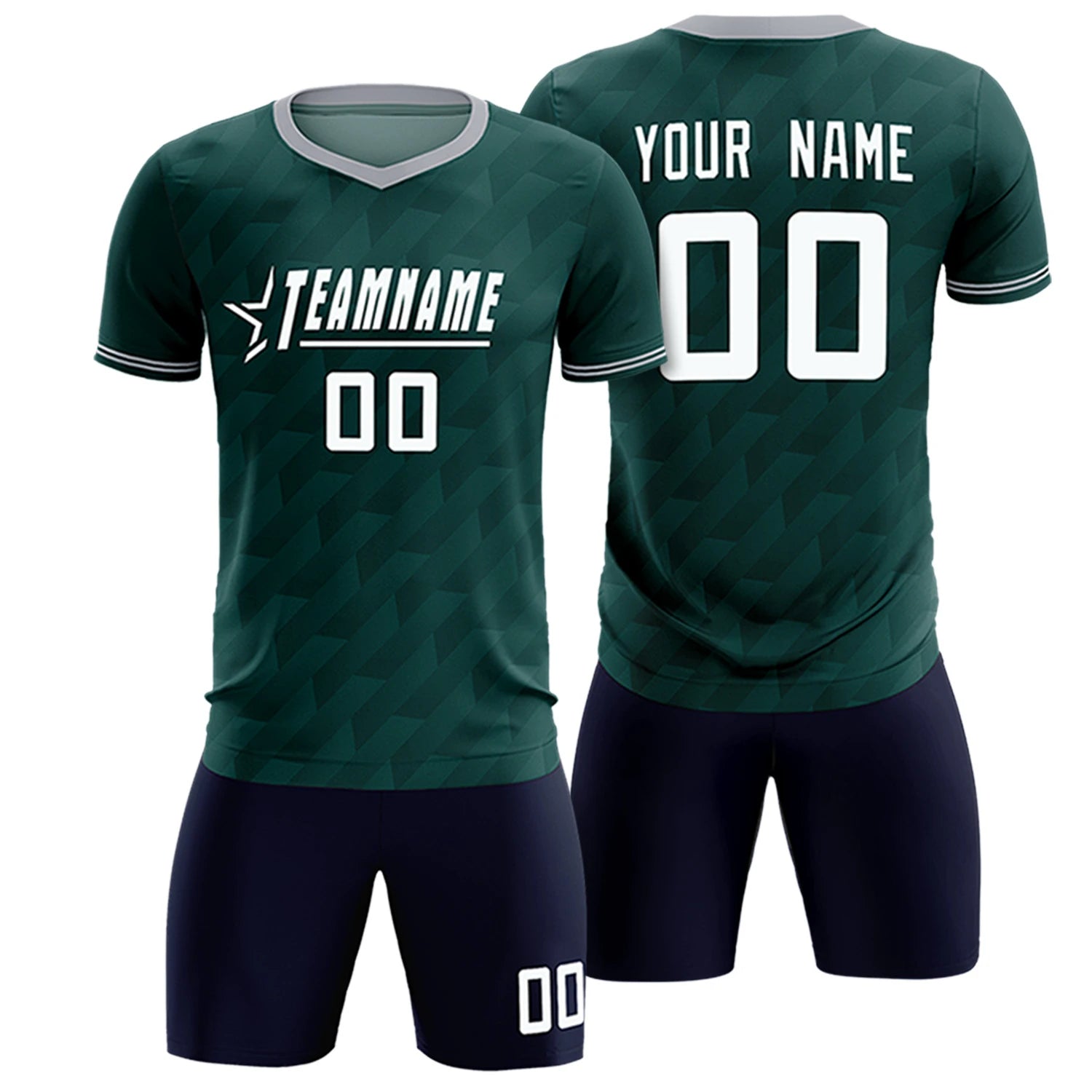 Custom Midnight Green Gray Training Uniform Soccer Sets Jersey