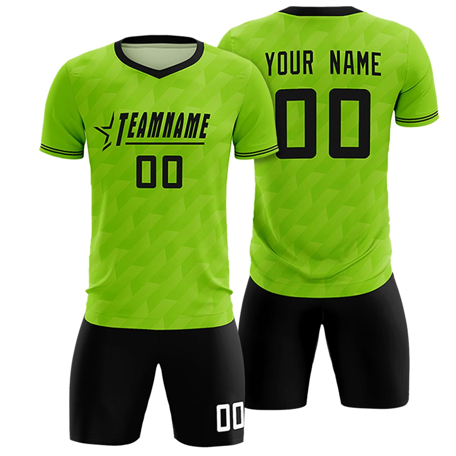 Custom Neon Green Black Training Uniform Soccer Sets Jersey