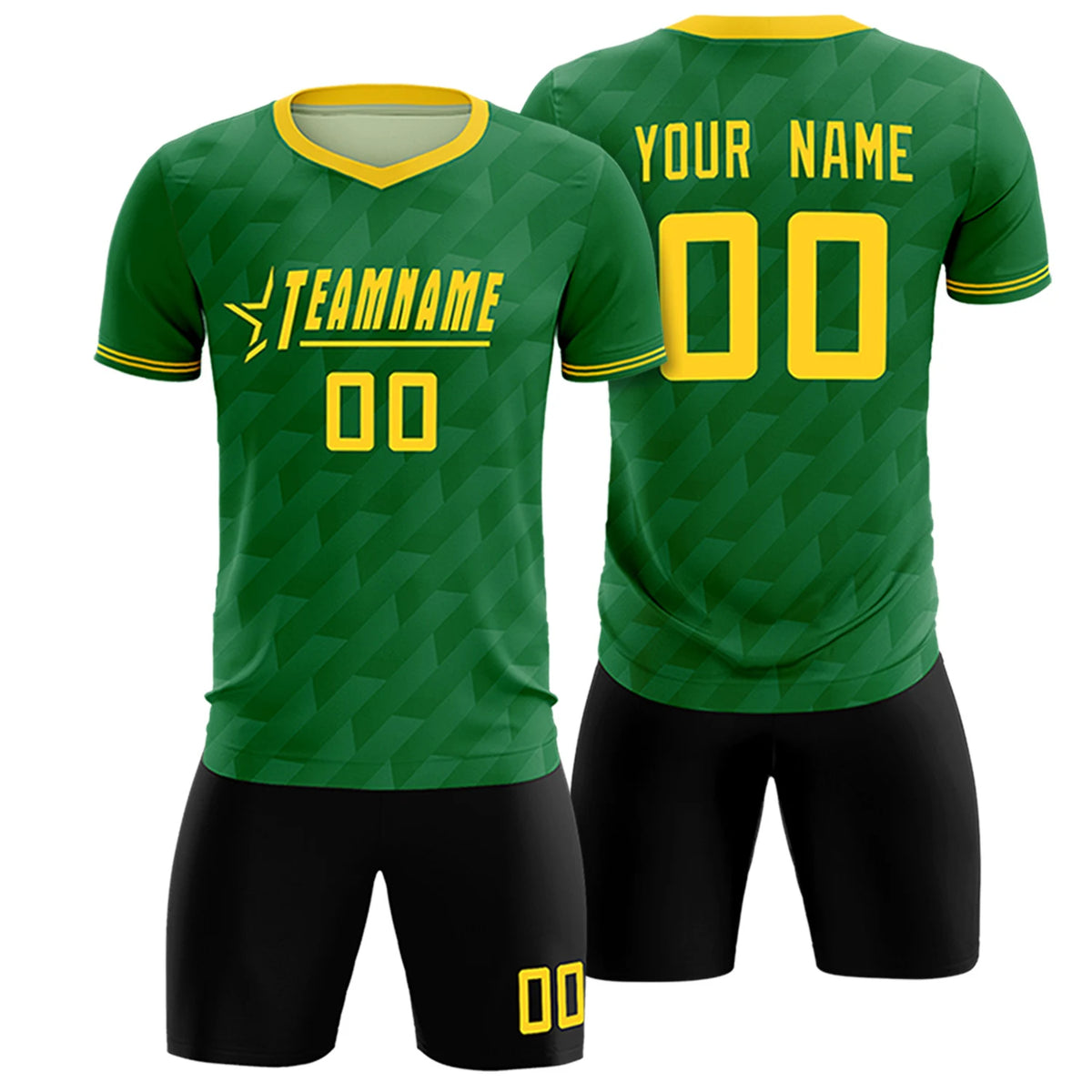 Custom Kelly Green Black Training Uniform Soccer Sets Jersey