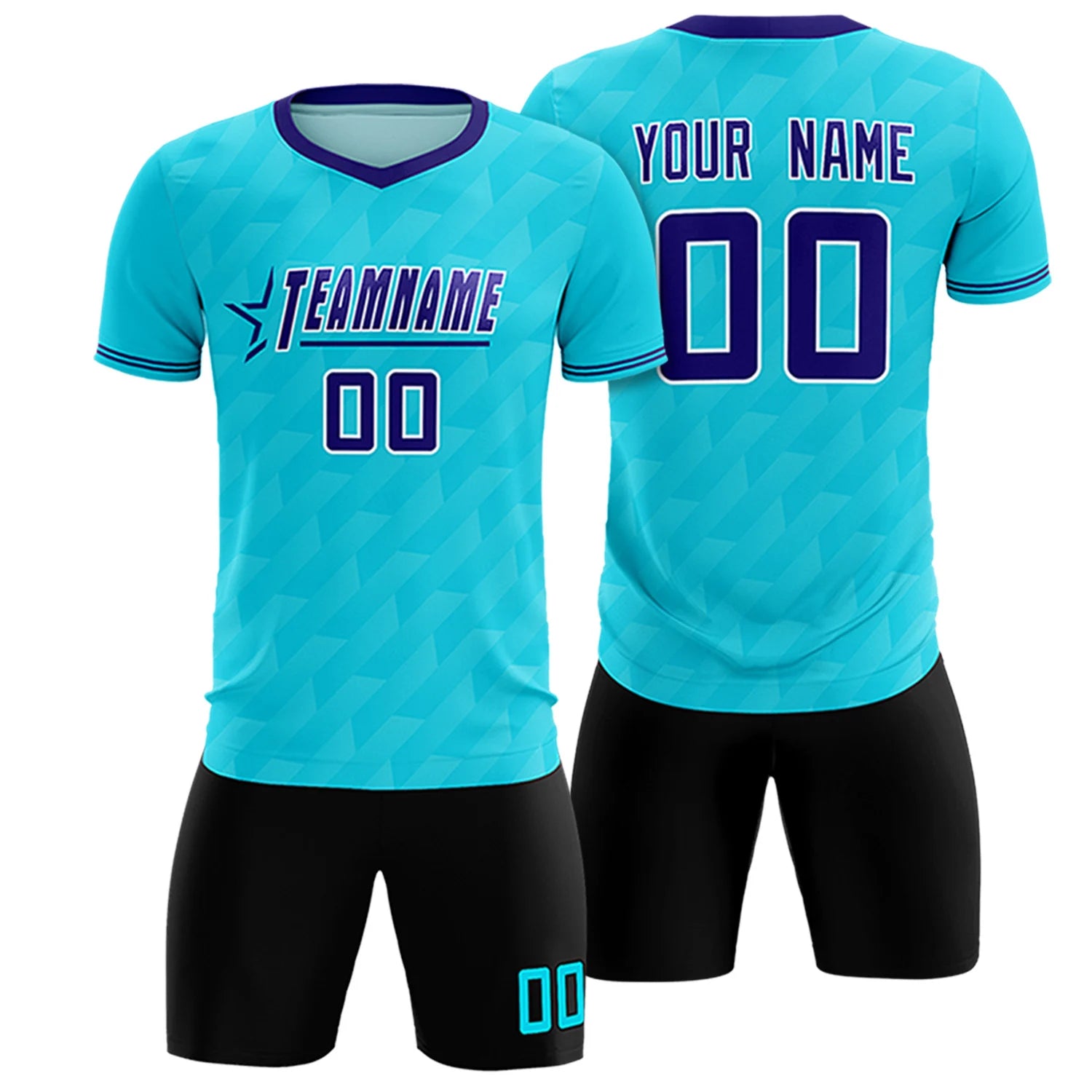 Custom Sky Blue Purple Training Uniform Soccer Sets Jersey