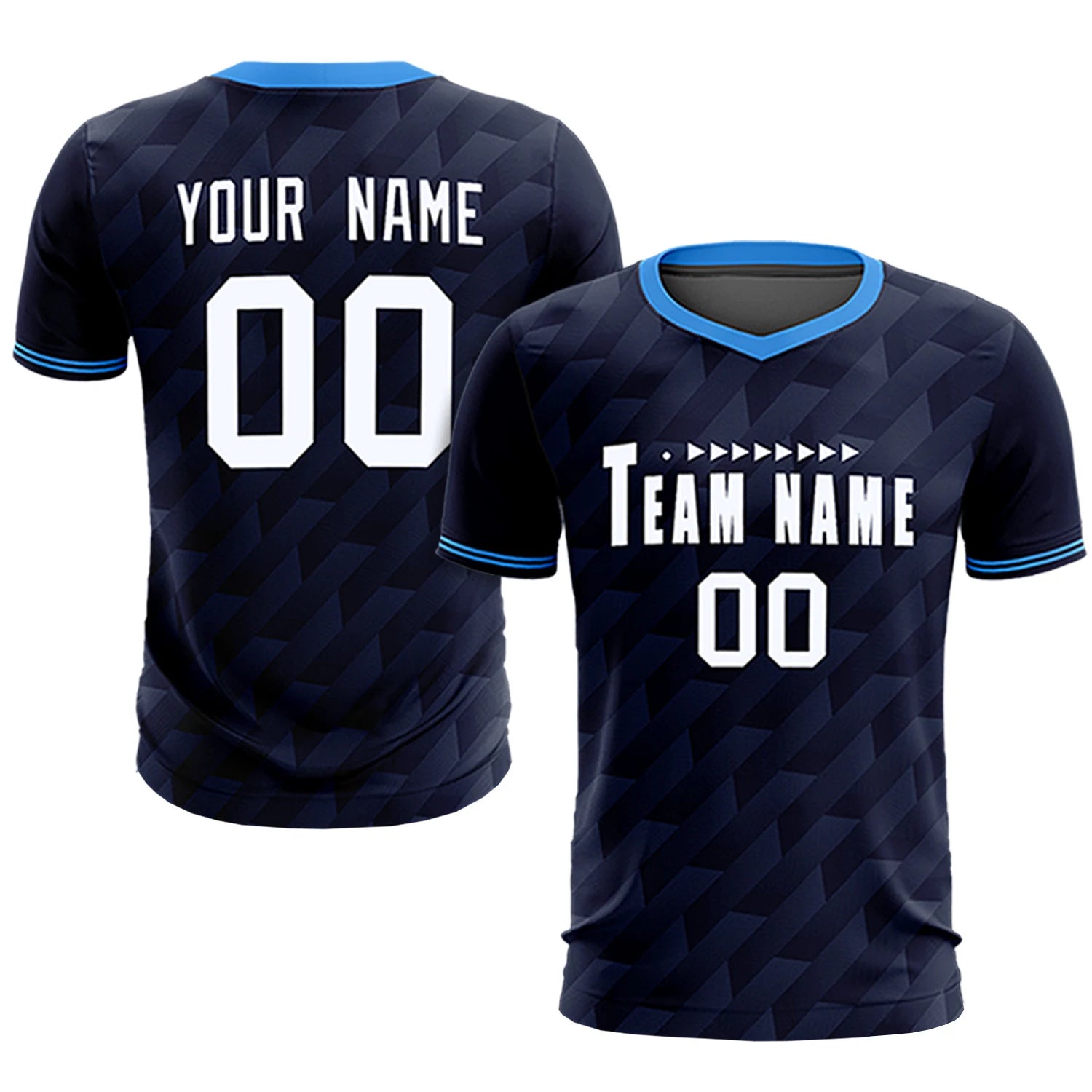 Custom Navy Powder Blue Training Uniform Soccer Sets Jersey