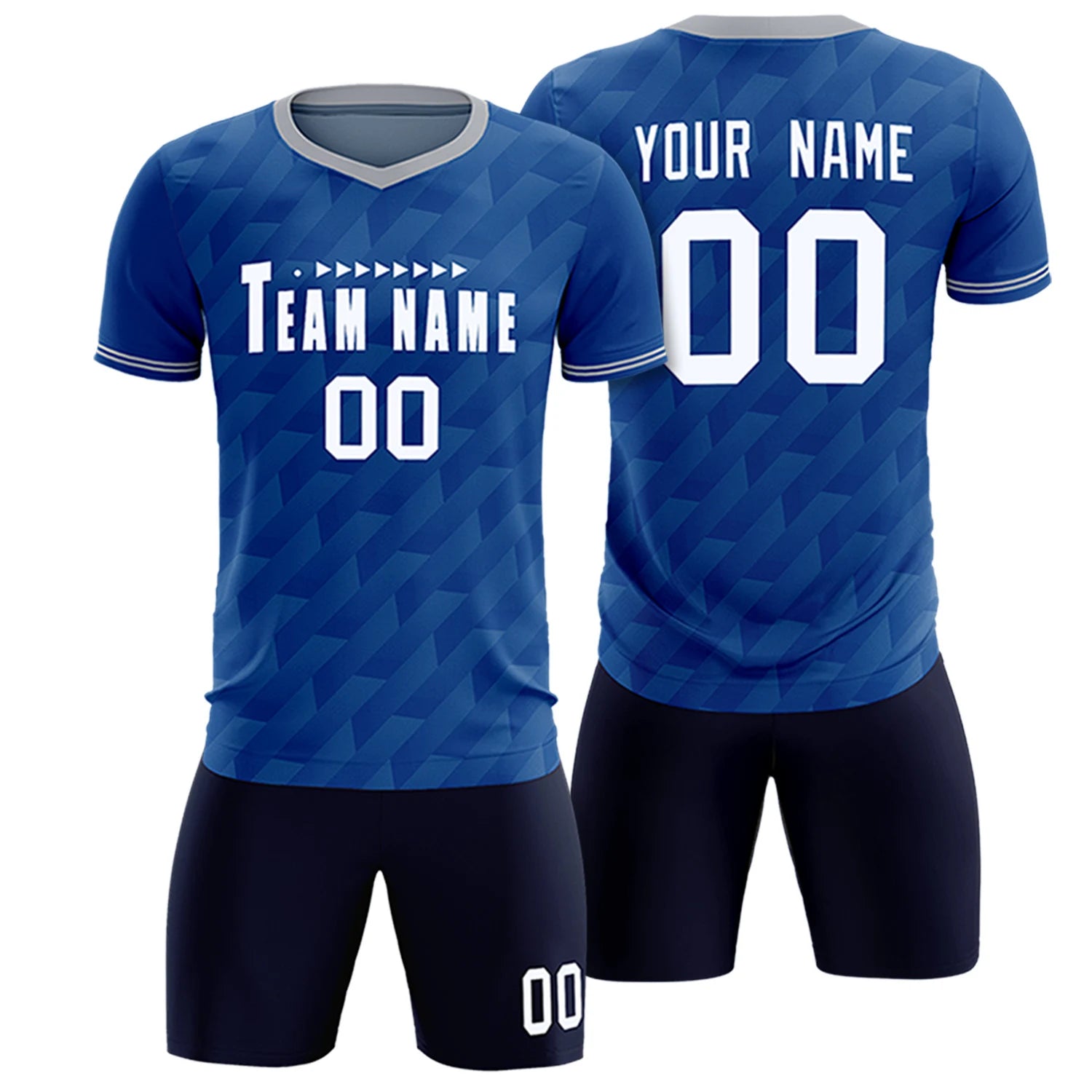 Custom Royal Blue Gray Training Uniform Soccer Sets Jersey