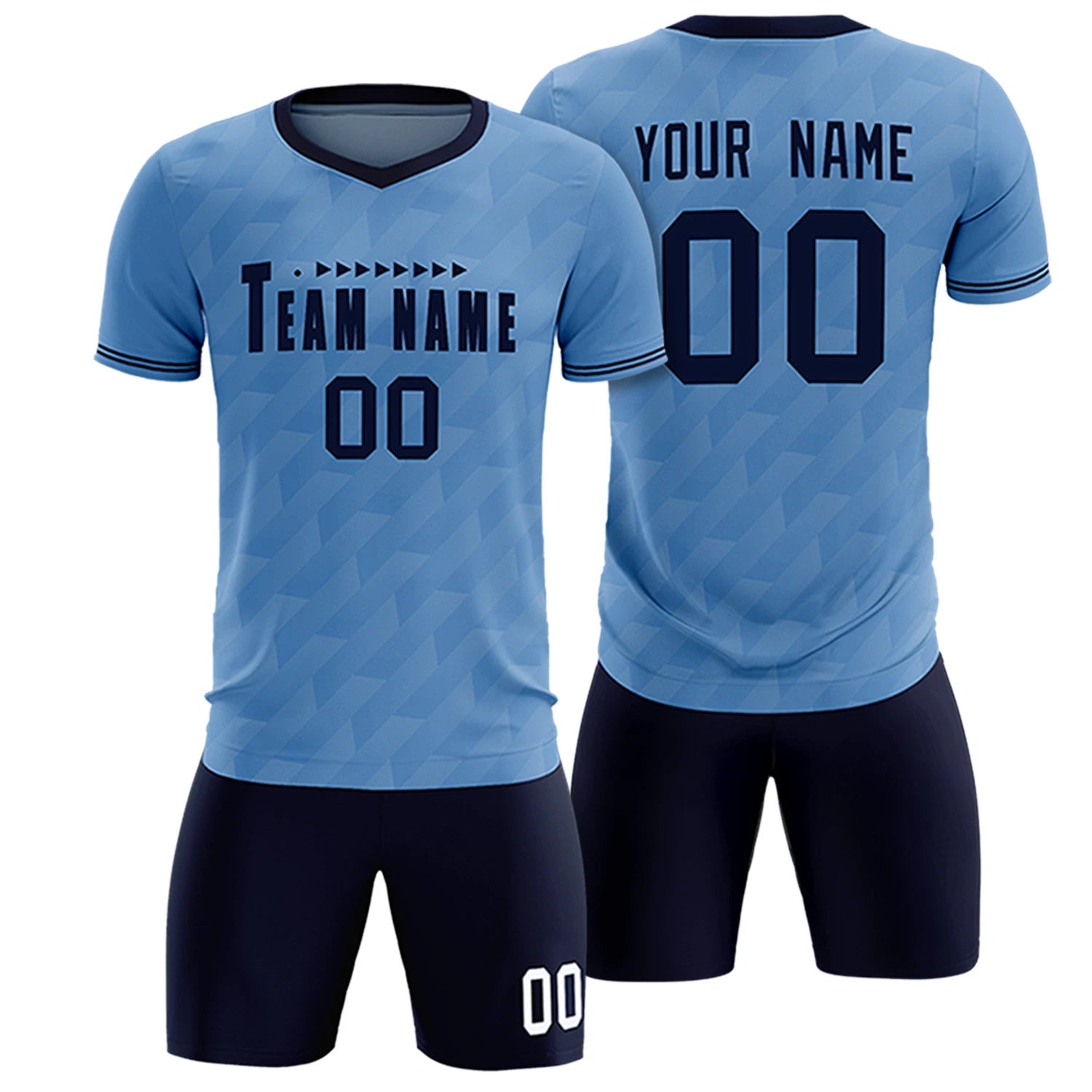 Custom Light Blue Navy Training Uniform Soccer Sets Jersey