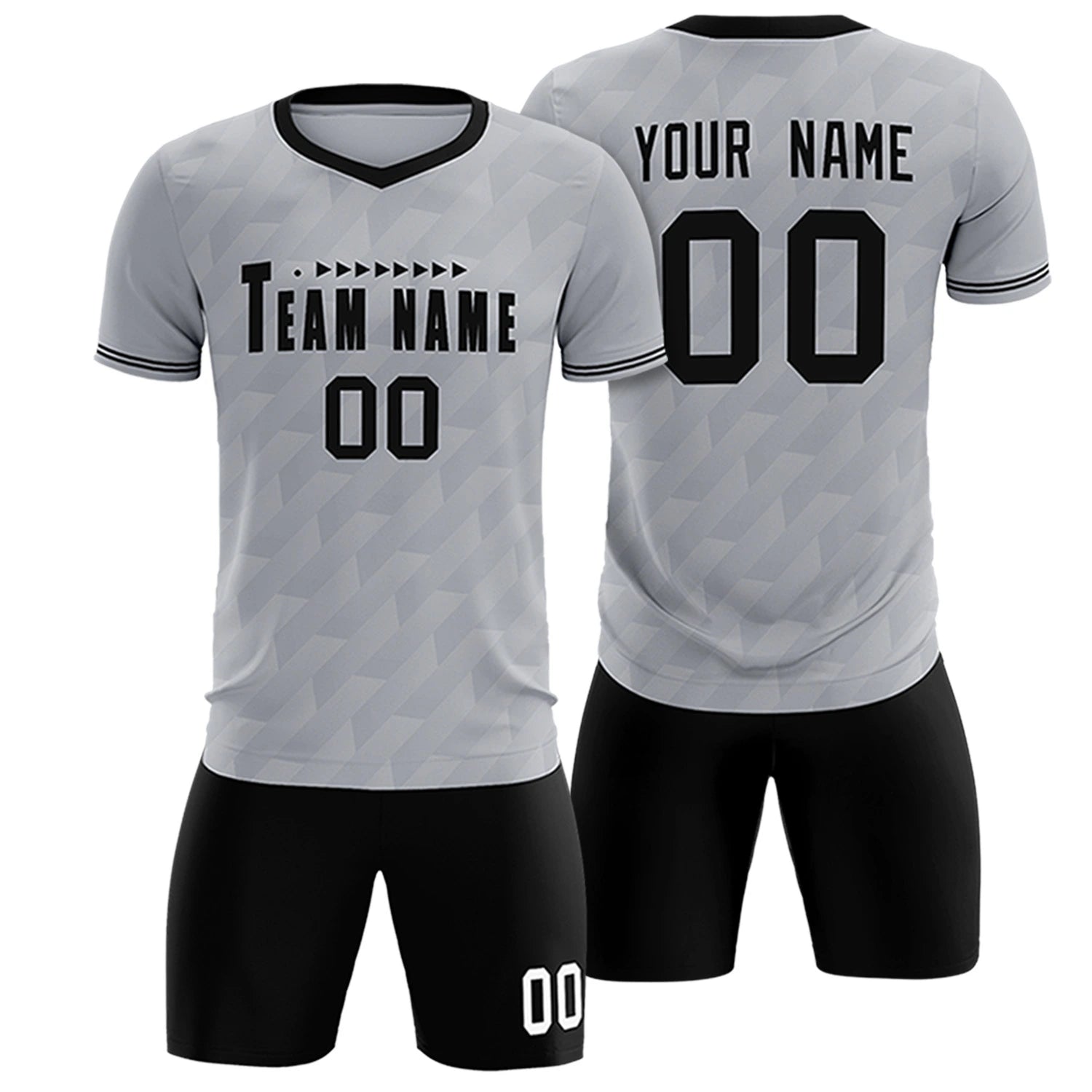 Custom Gray Black Training Uniform Soccer Sets Jersey