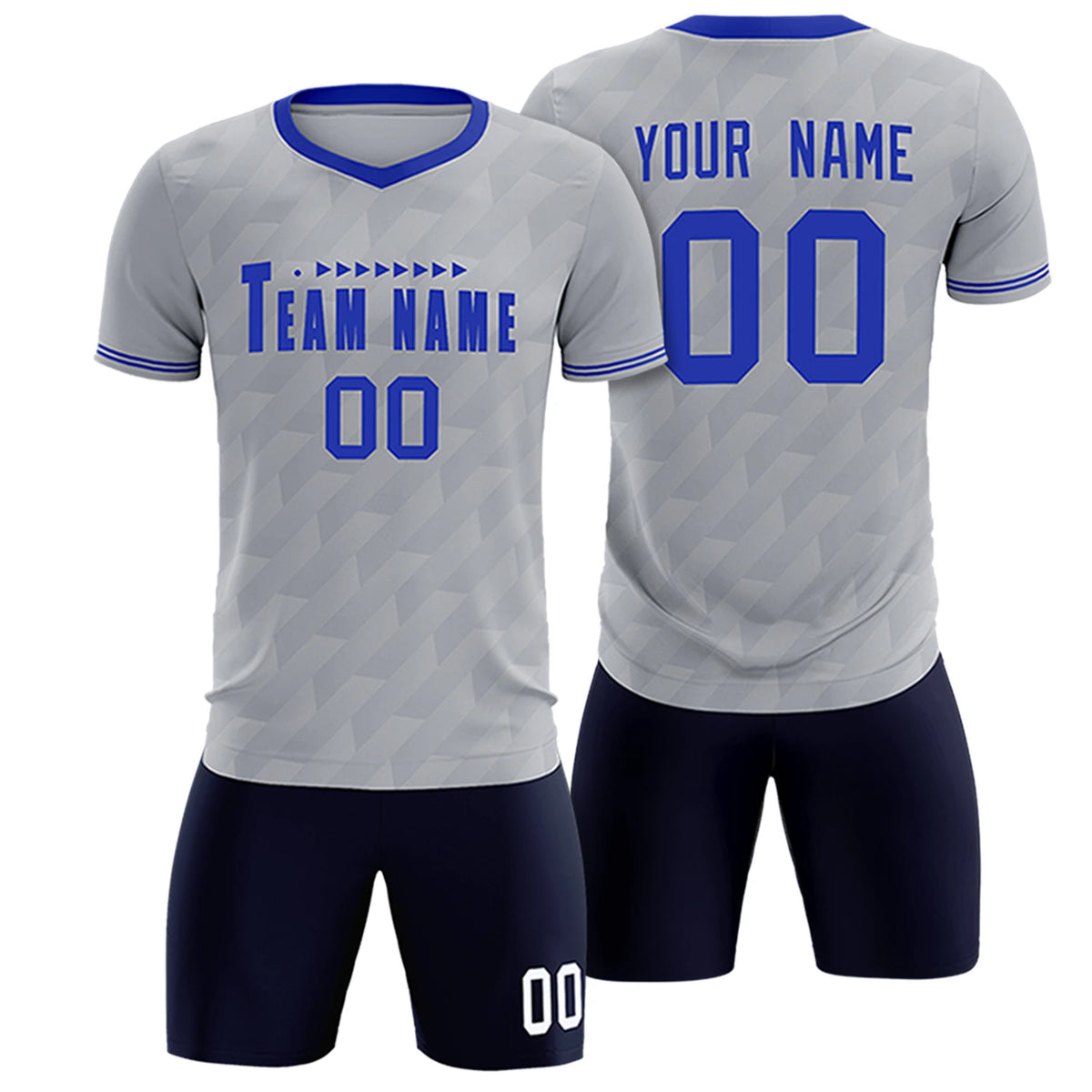 Custom Gray Royal Blue Training Uniform Soccer Sets Jersey