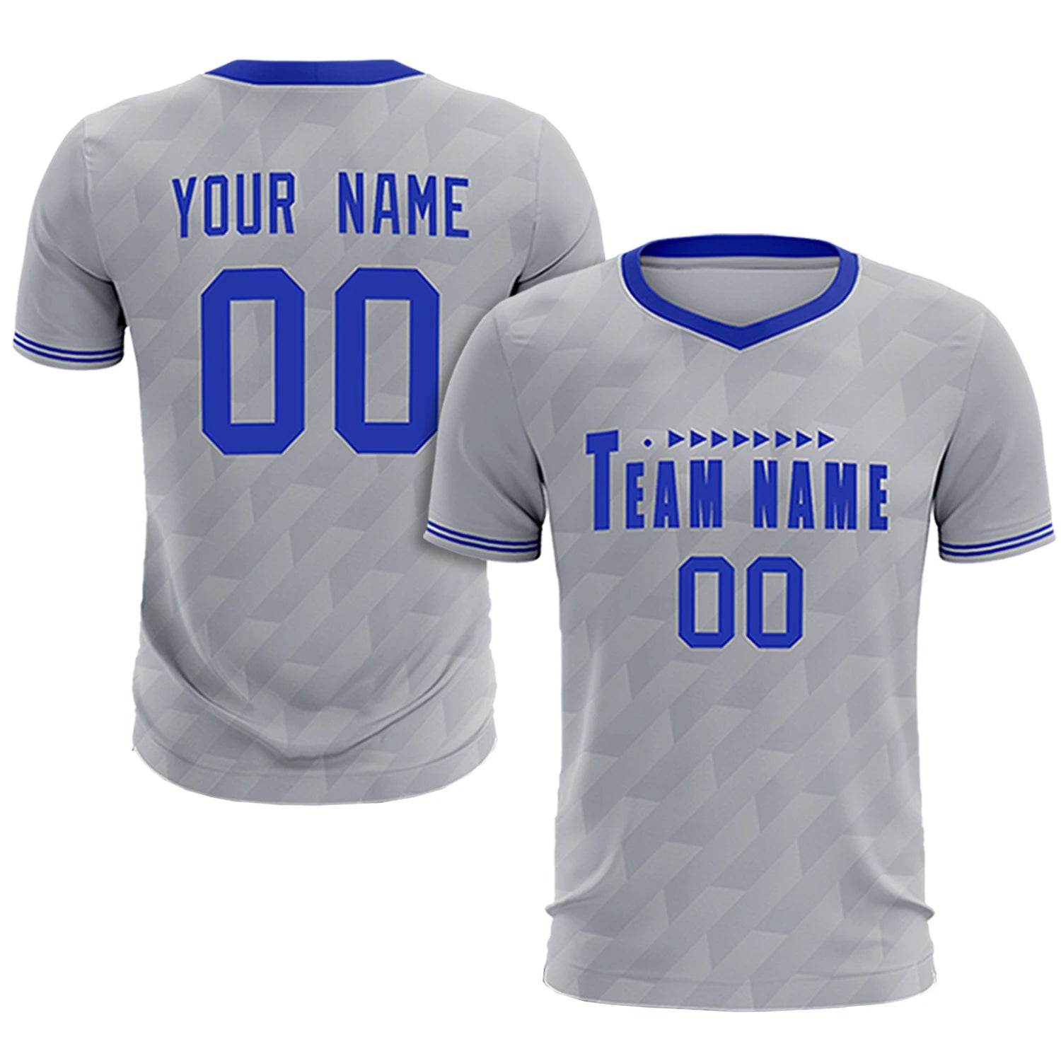 Custom Gray Royal Blue Training Uniform Soccer Sets Jersey