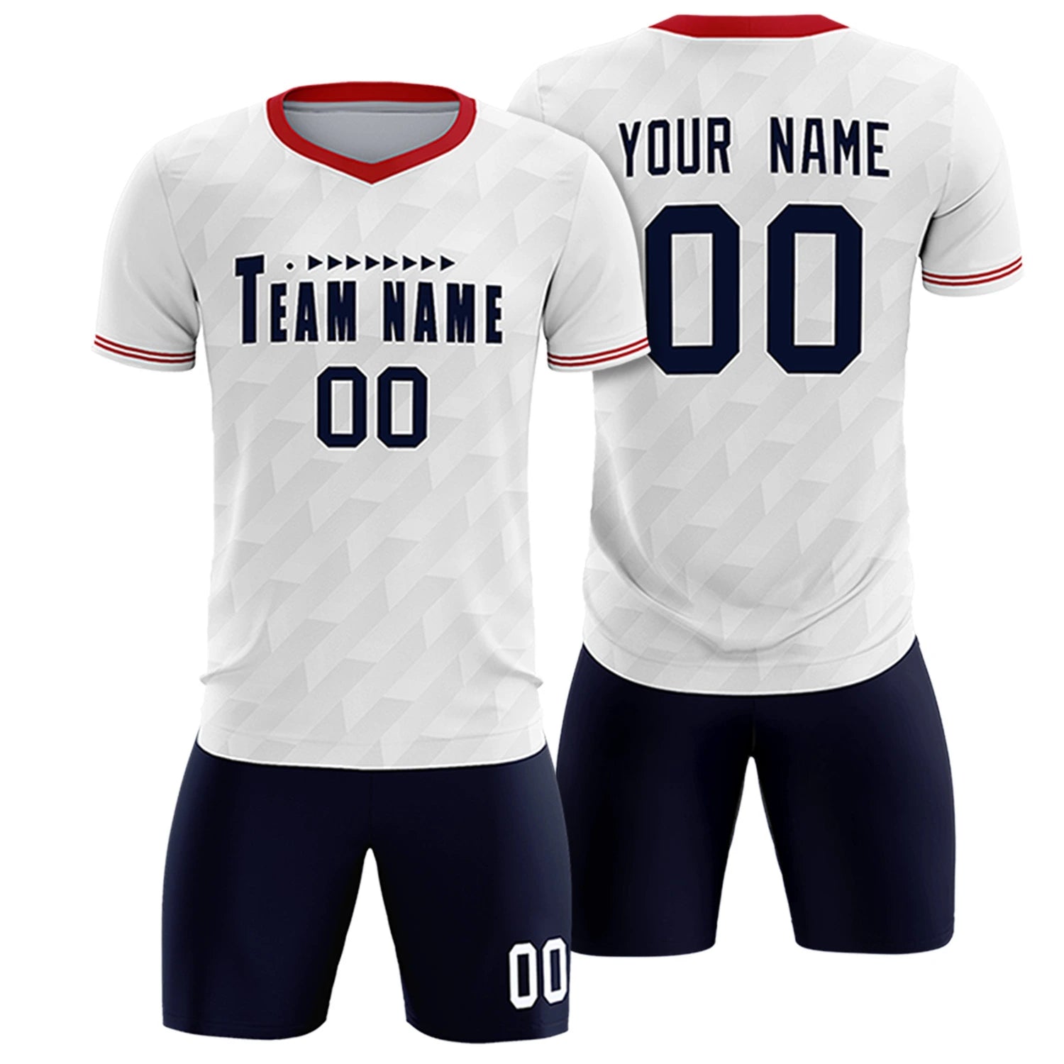 Custom White Red Training Uniform Soccer Sets Jersey