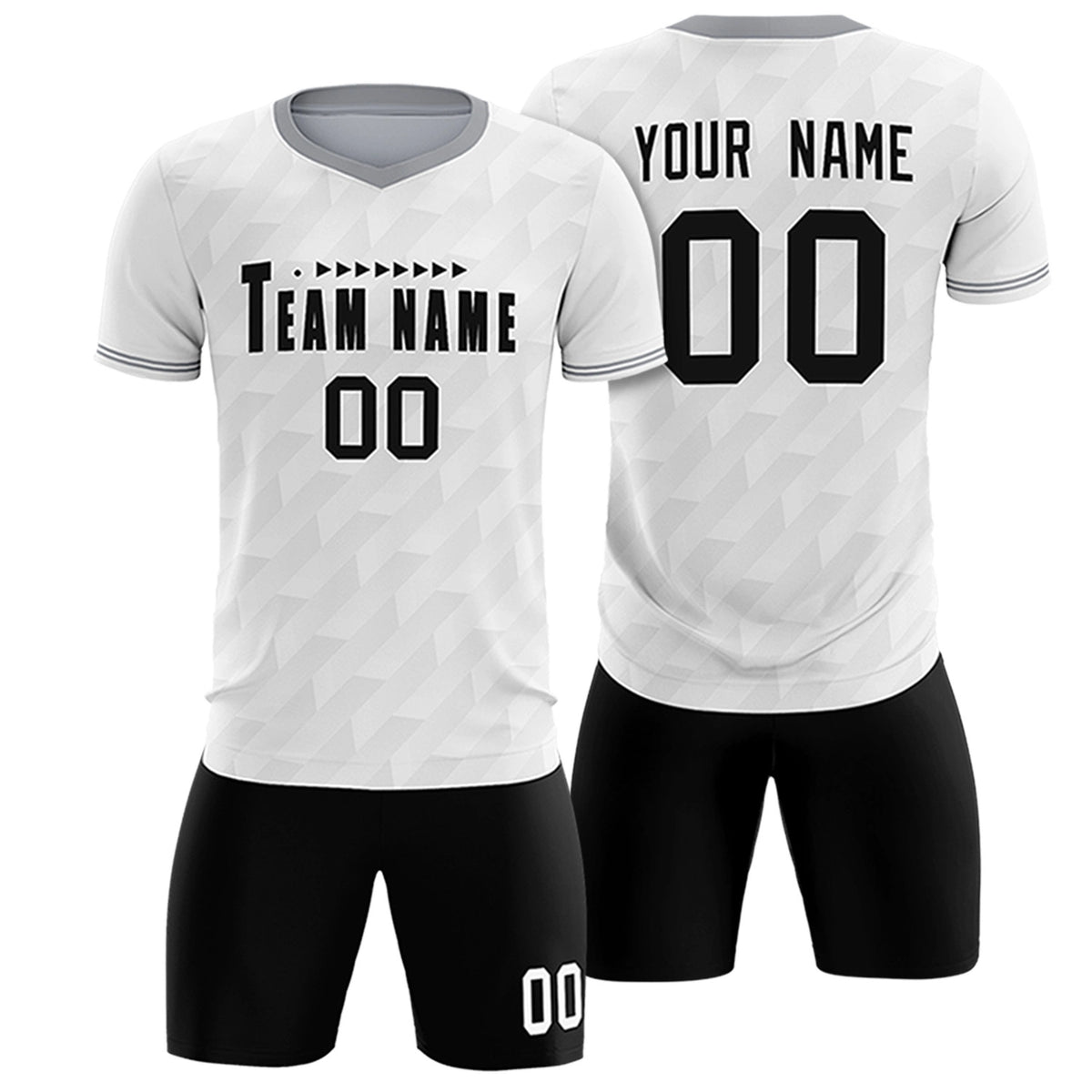 Custom White Gray Training Uniform Soccer Sets Jersey