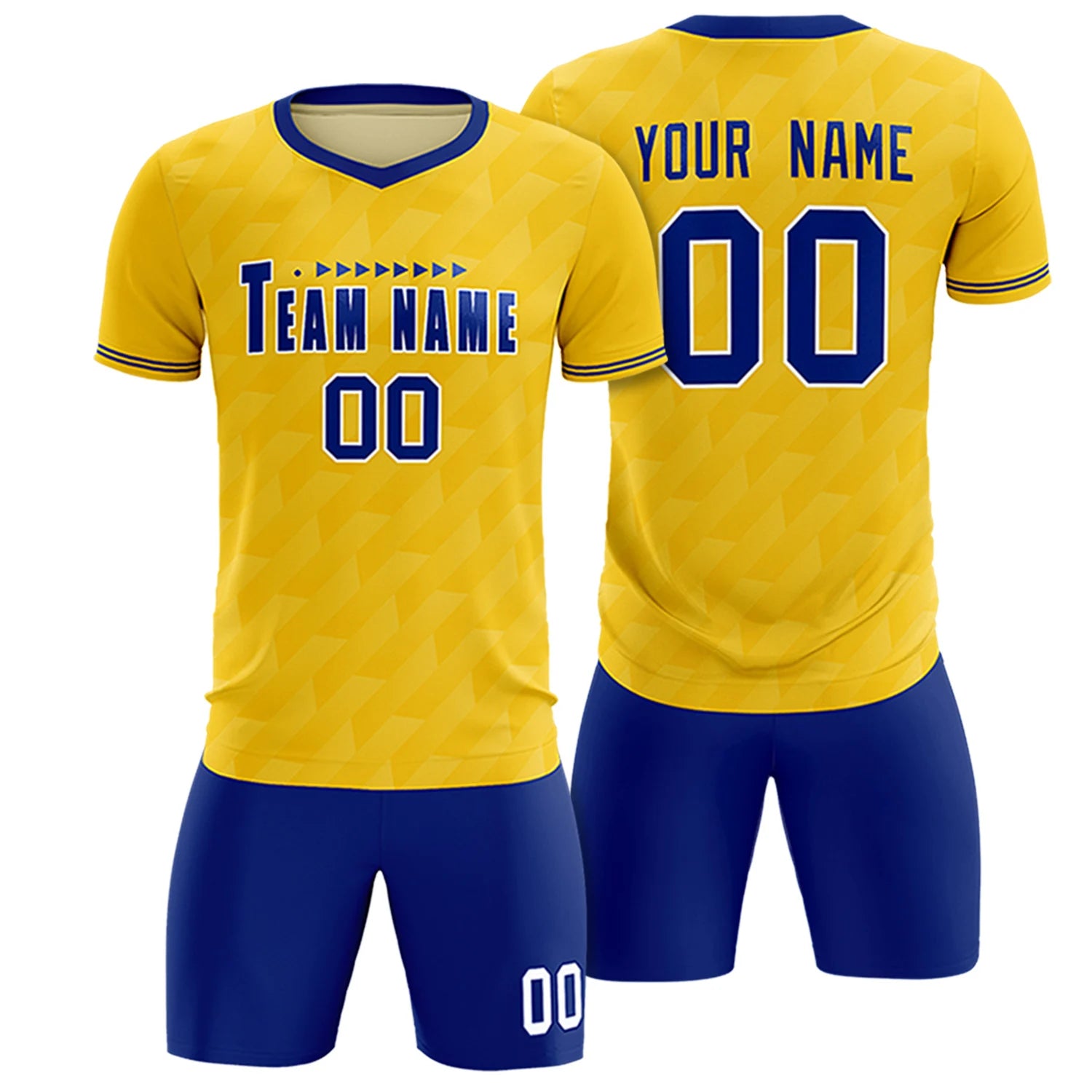 Custom Gold01 Royal Blue Training Uniform Soccer Sets Jersey