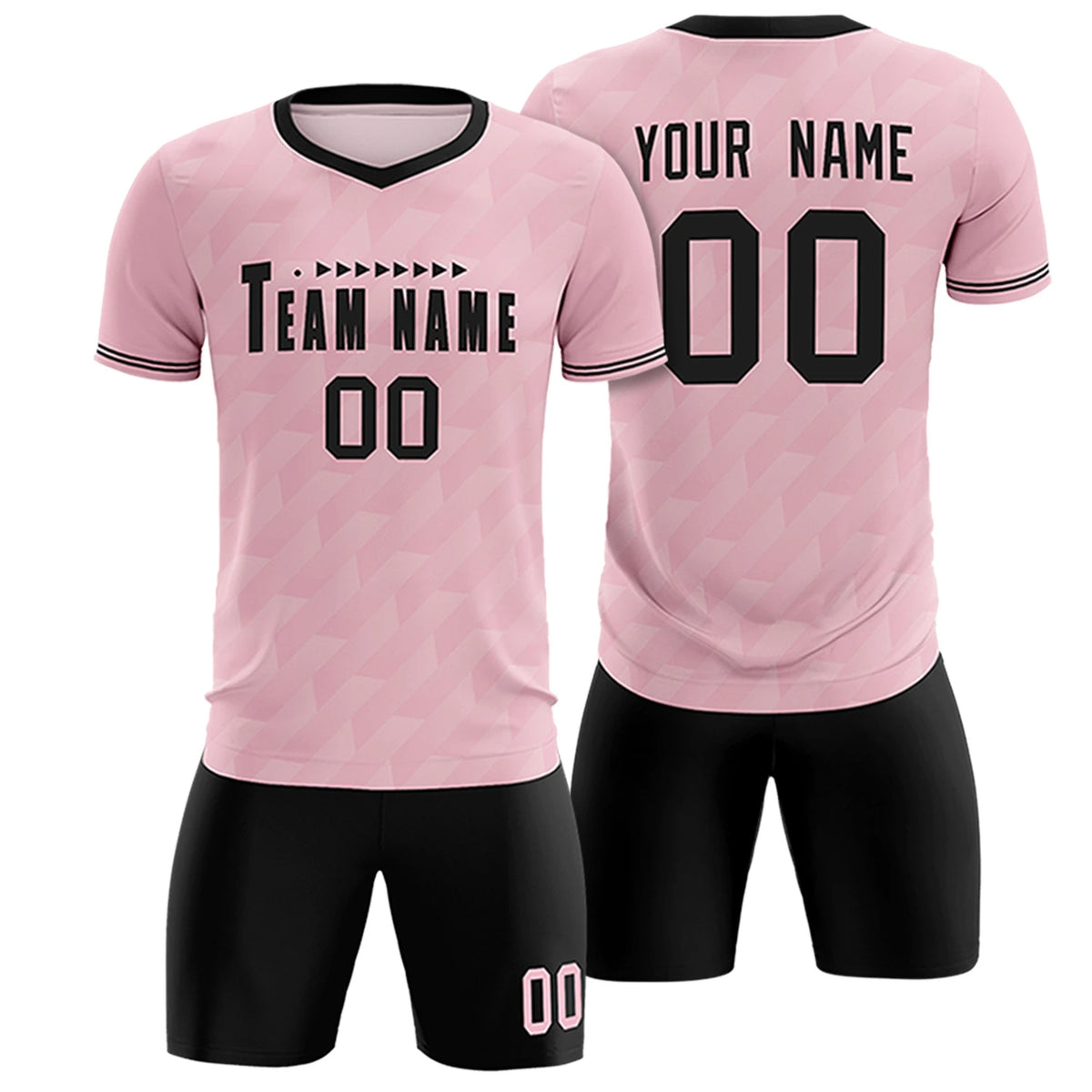Custom Light Pink Black Training Uniform Soccer Sets Jersey