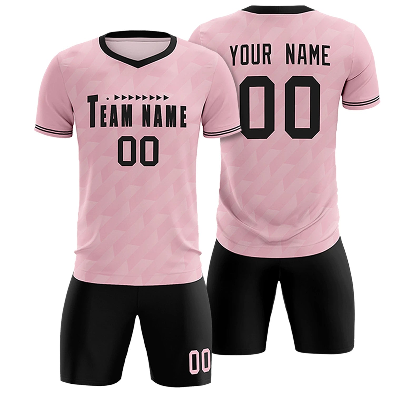 Custom Light Pink Black Training Uniform Soccer Sets Jersey