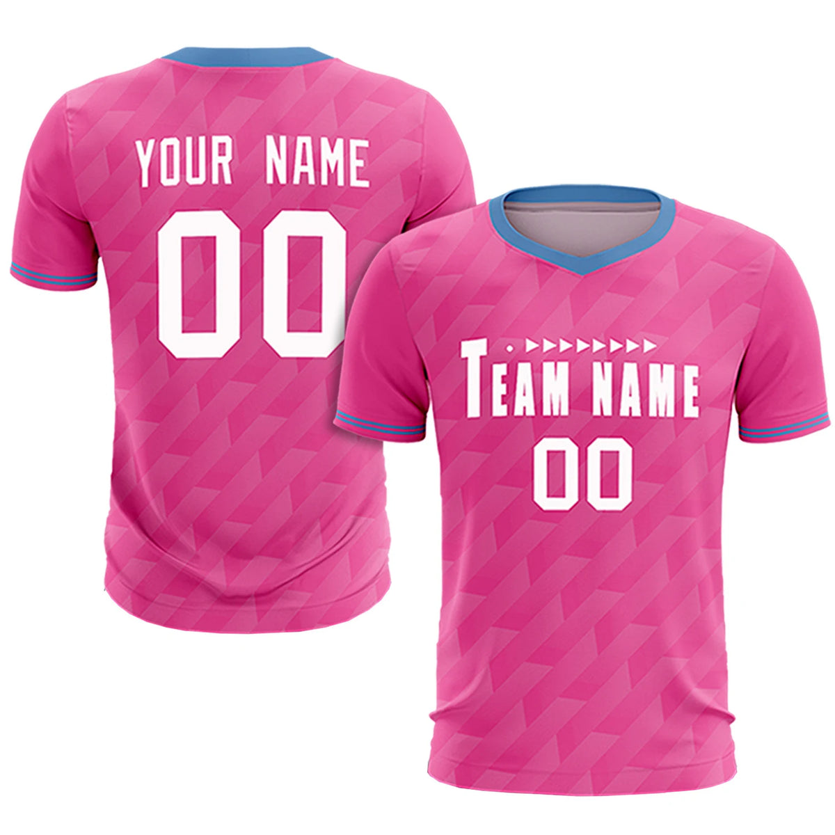 Custom Pink Light Blue Training Uniform Soccer Sets Jersey