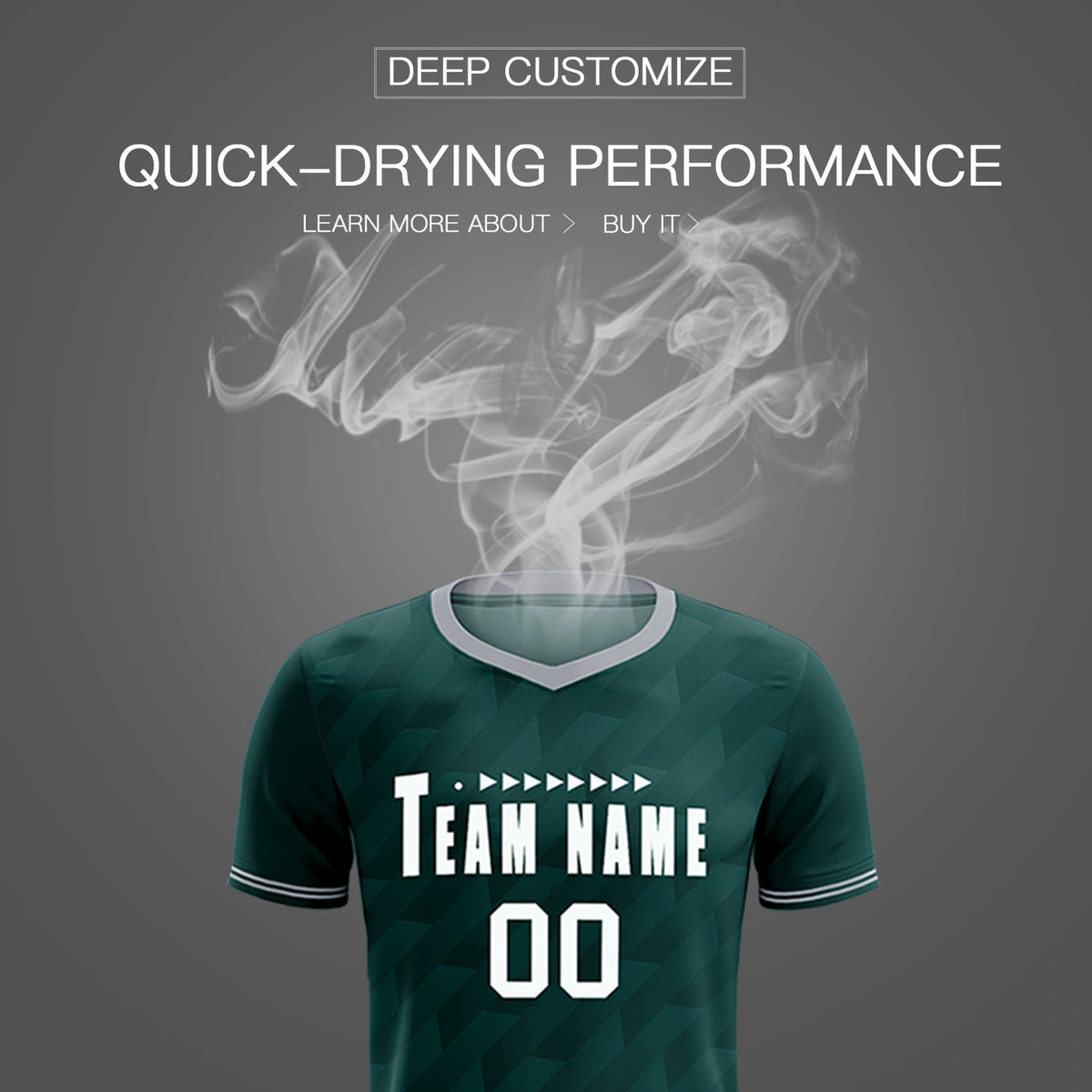 Custom Midnight Green Gray Training Uniform Soccer Sets Jersey