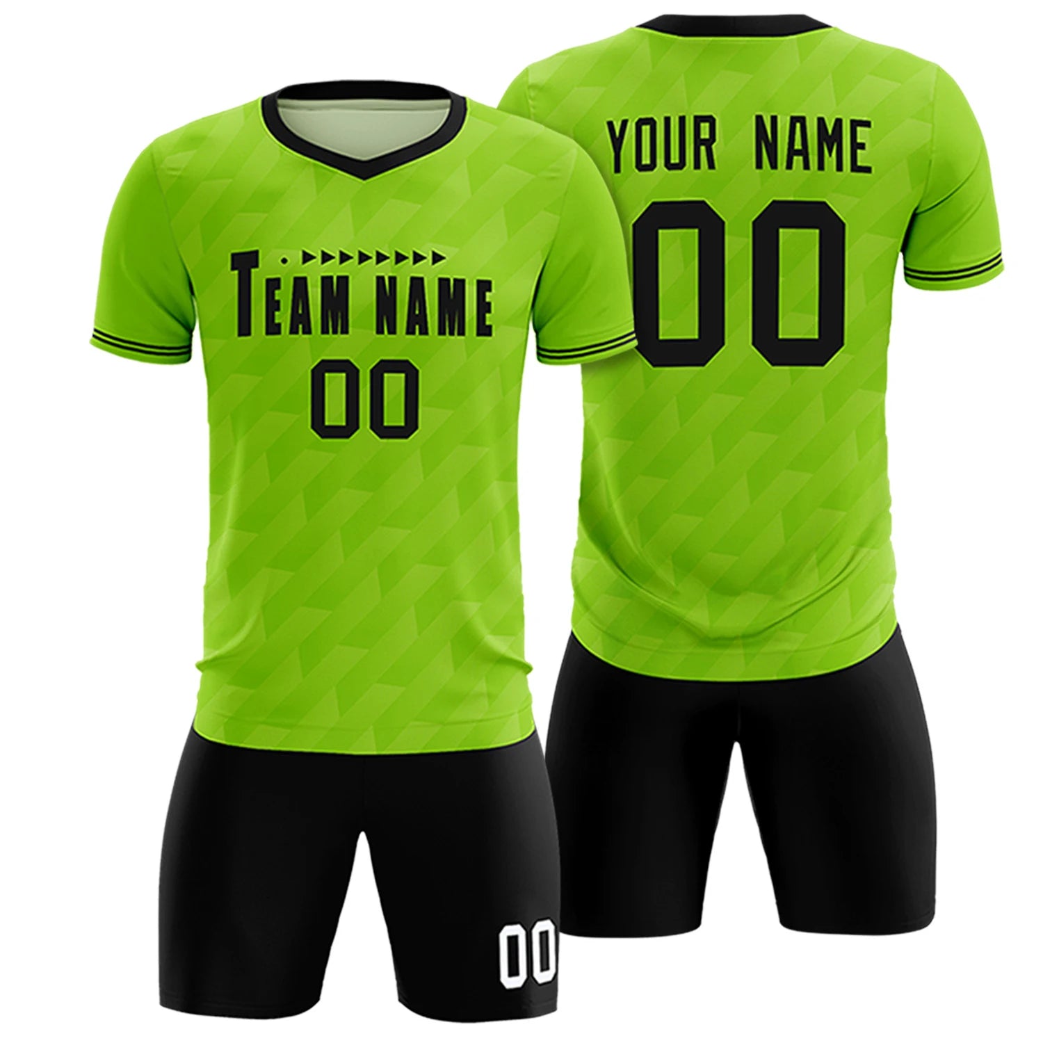 Custom Neon Green Black Training Uniform Soccer Sets Jersey