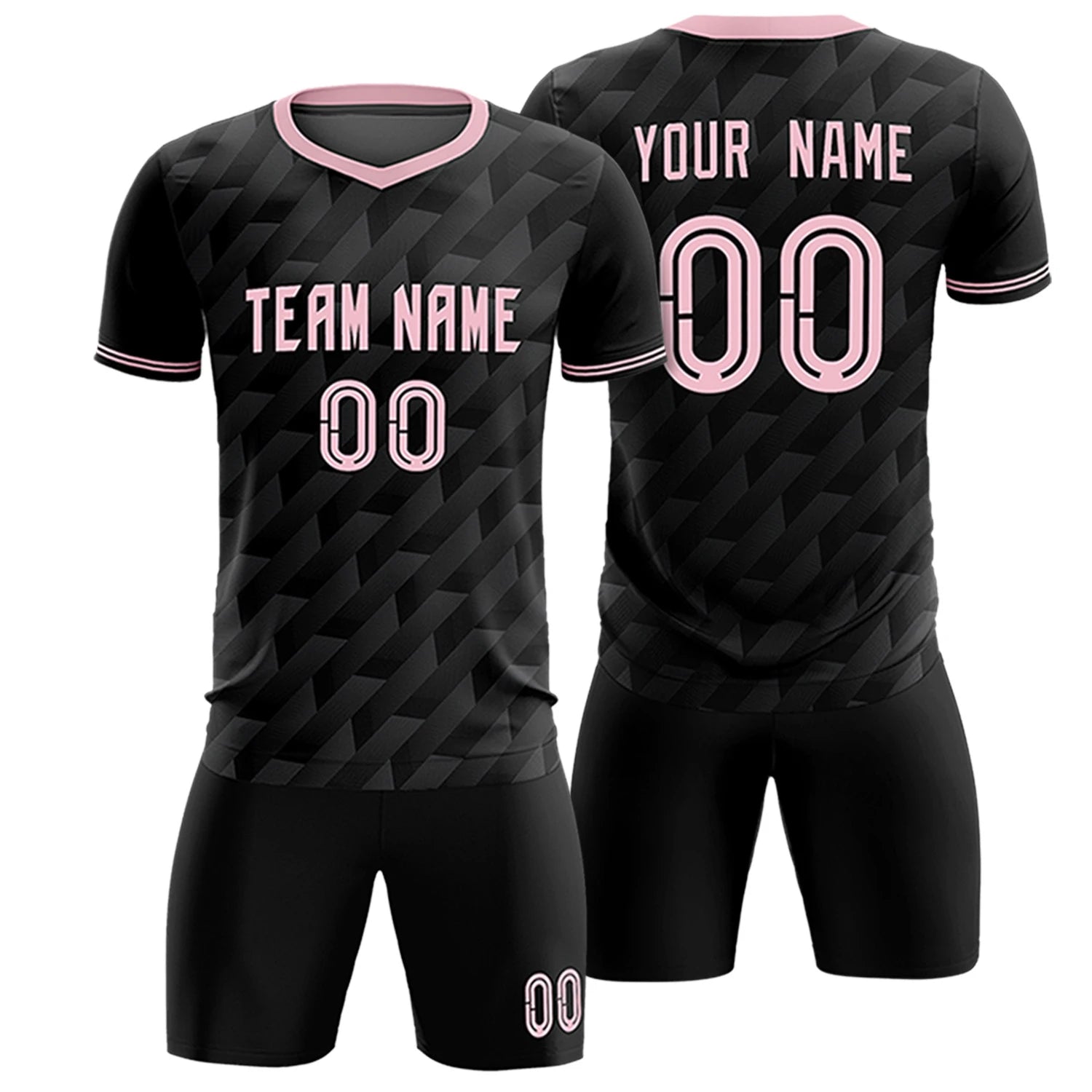 Custom Black Light Pink Training Uniform Soccer Sets Jersey