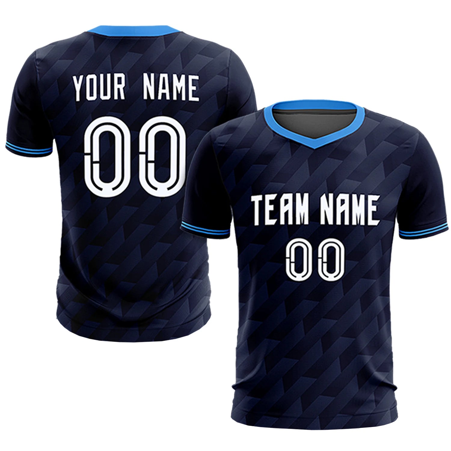 Custom Navy Powder Blue Training Uniform Soccer Sets Jersey