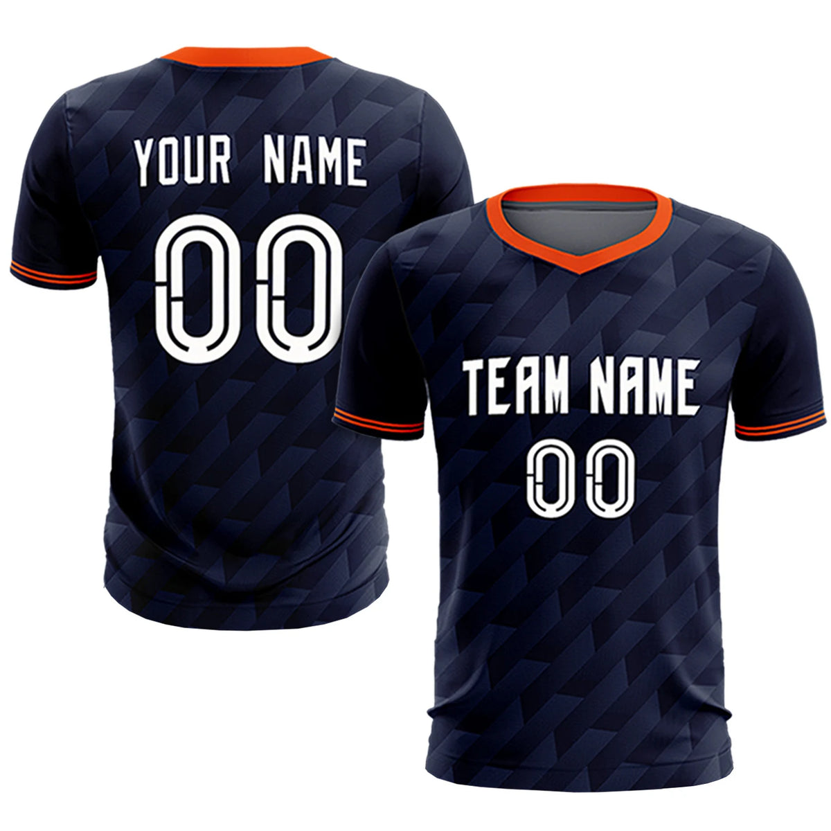 Custom Navy Orange Training Uniform Soccer Sets Jersey