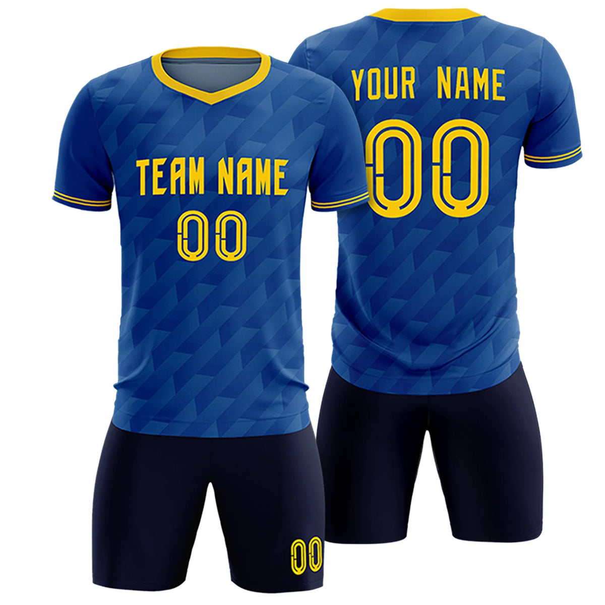Custom Royal Blue Gold01 Training Uniform Soccer Sets Jersey