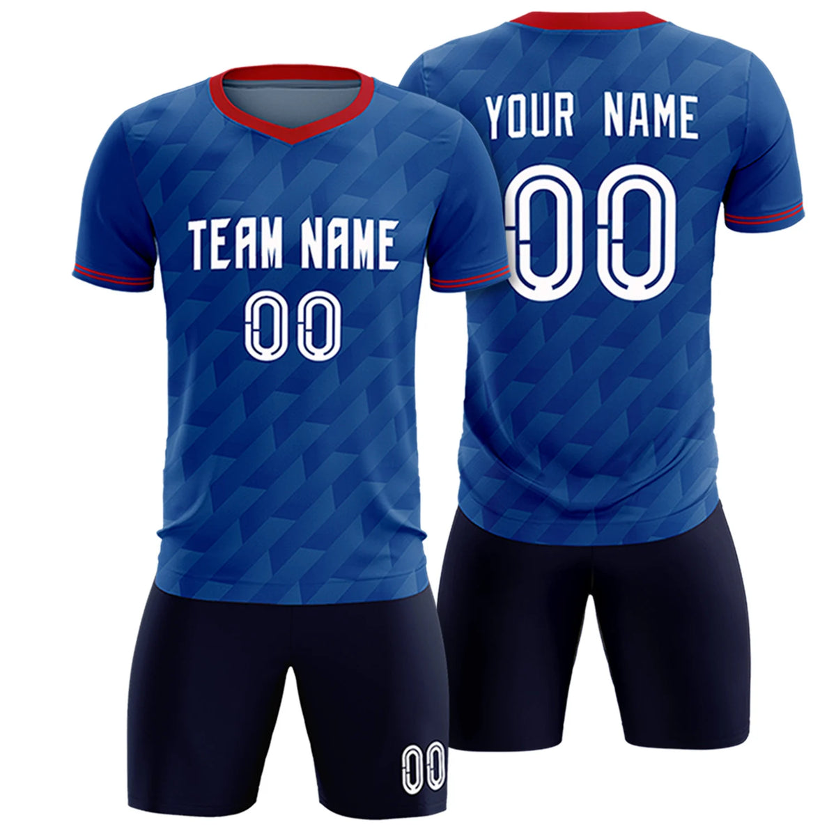 Custom Royal Blue Red Training Uniform Soccer Sets Jersey
