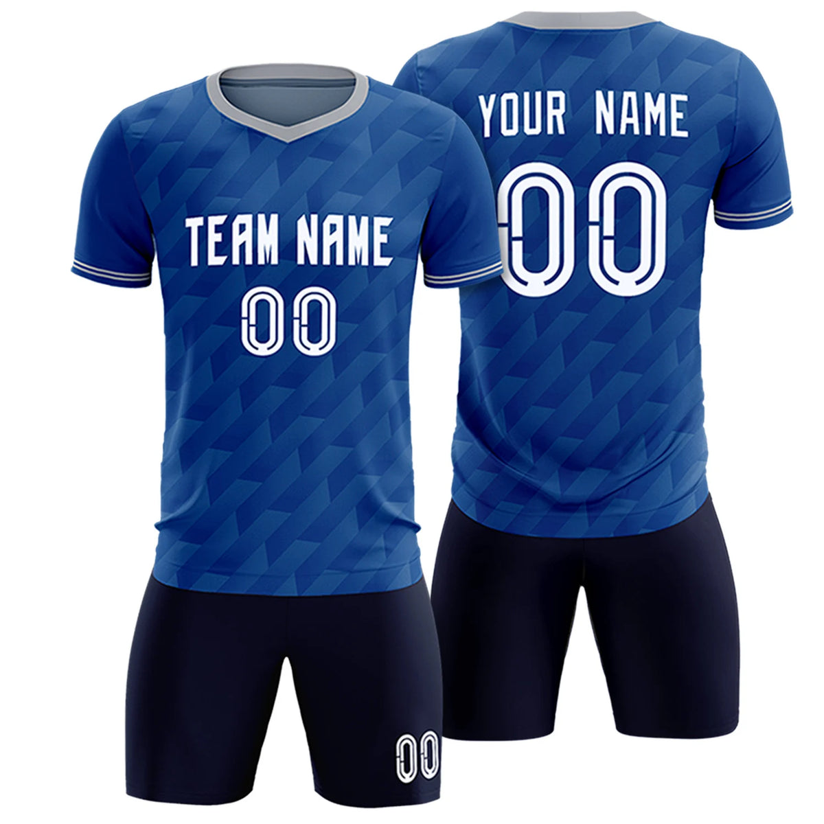 Custom Royal Blue Gray Training Uniform Soccer Sets Jersey