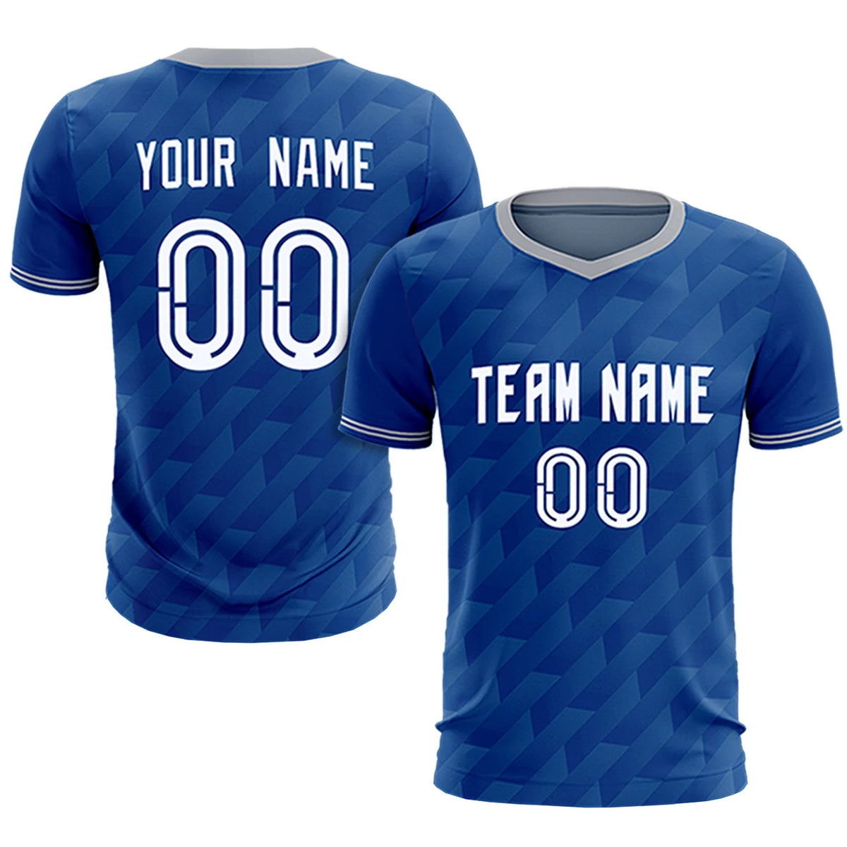 Custom Royal Blue Gray Training Uniform Soccer Sets Jersey