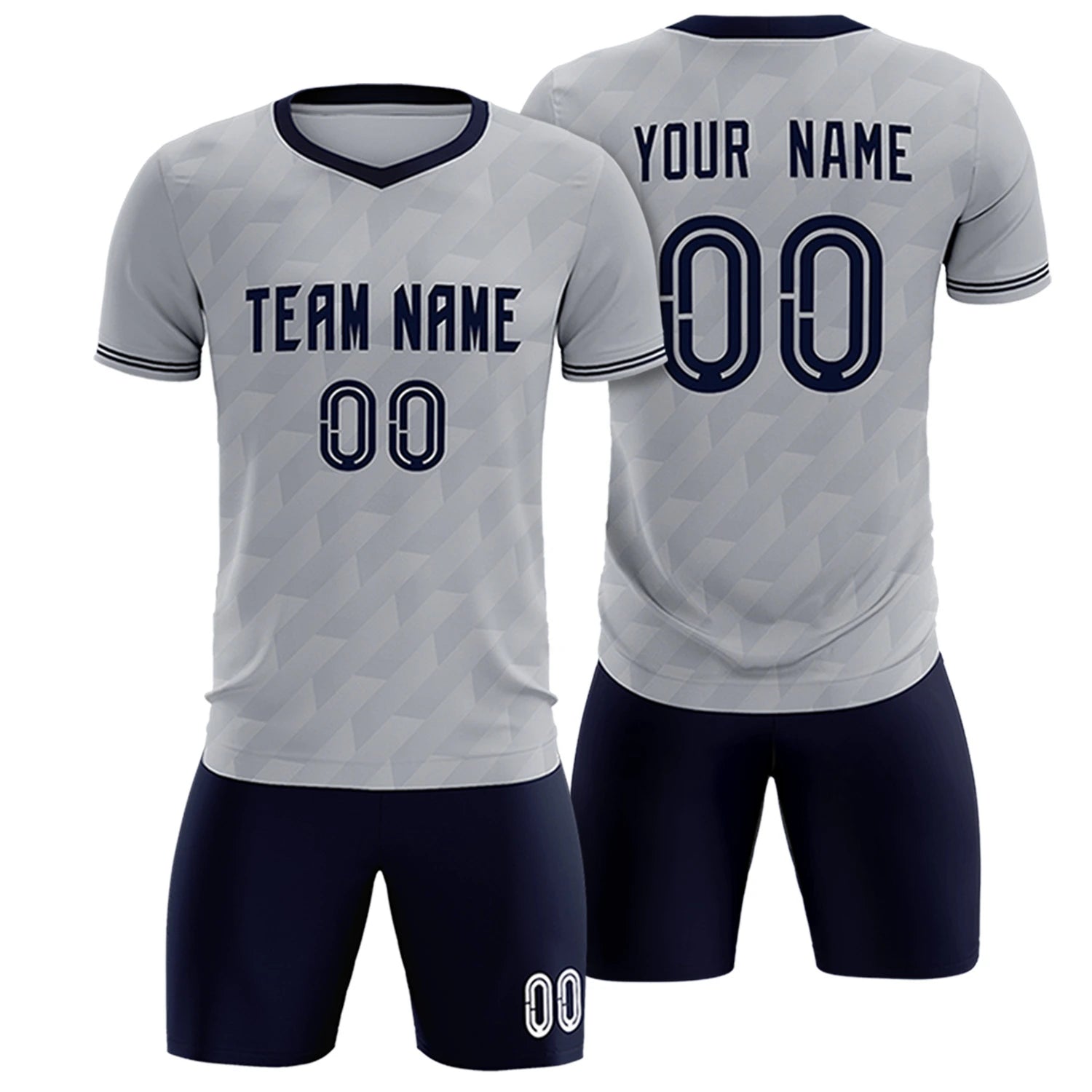 Custom Gray Navy Training Uniform Soccer Sets Jersey