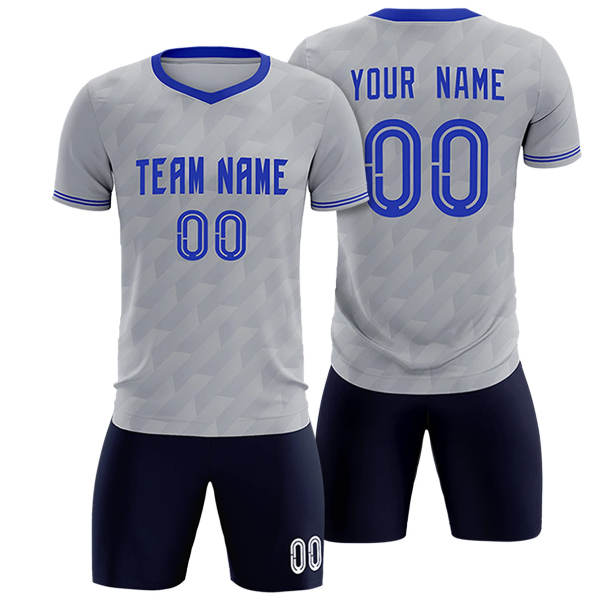 Custom Gray Royal Blue Training Uniform Soccer Sets Jersey